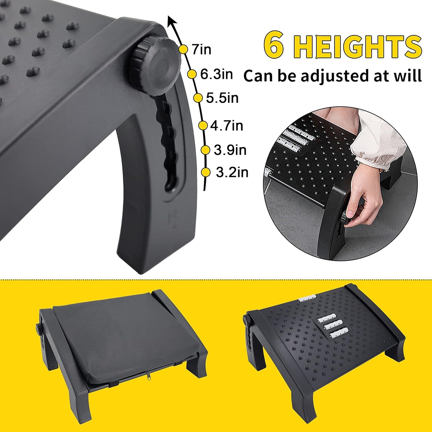 Foot Rest for Under Desk, Foot Stool with Removable Memory Foam Cushion, Leg Rest for Office & Home Work (JDTJ-RD)