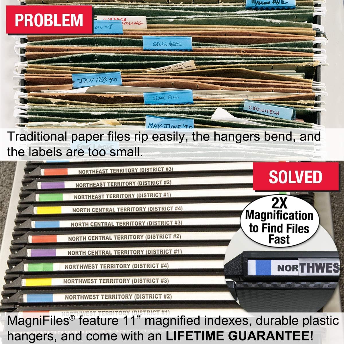 Ultimate Office MagniFile Hanging File Folders (Black, 1" Box-Base, Set 2)