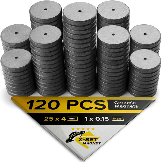 X-bet MAGNET 120pcs Alnico Round Disc Magnets, 1 Inch (25mm), Grey - Craft Ceramic Magnets