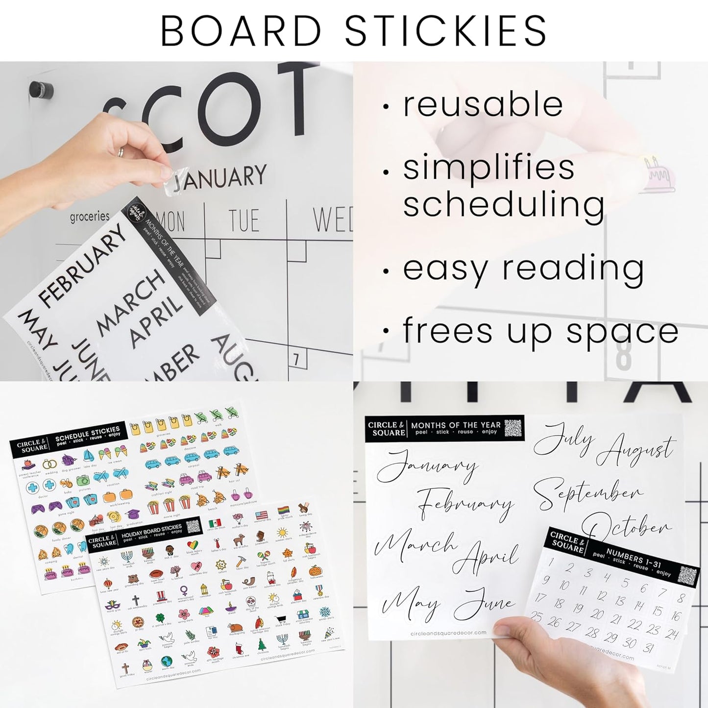 Personalized Clear Acrylic Calendar for Wall, Calendar Whiteboard for Wall, Dry Erase Wall Calendar, Wall Calendar Organizer System for Home (Cursive, Navy, 14"W x 11"H)