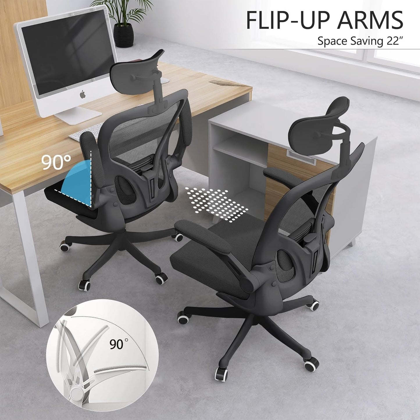 Desk Office Chairs Computer Mesh Chair Executive Chair with Lumbar for Home & Office (06Blcak)