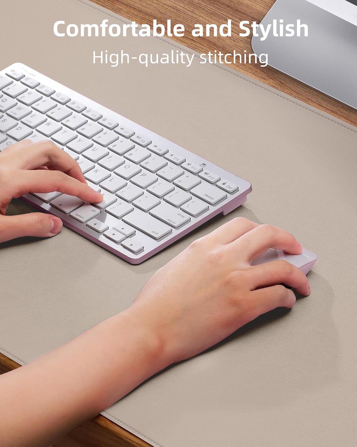 Non-Slip Desk Pad,Desk mat,Large Mouse Pad,Office Desk mat,Waterproof PU Leather Desk Blotter Mat,Laptop Desk Pad,Desk Writing Pad for Office and Home (Beige, 24" x 13.7")