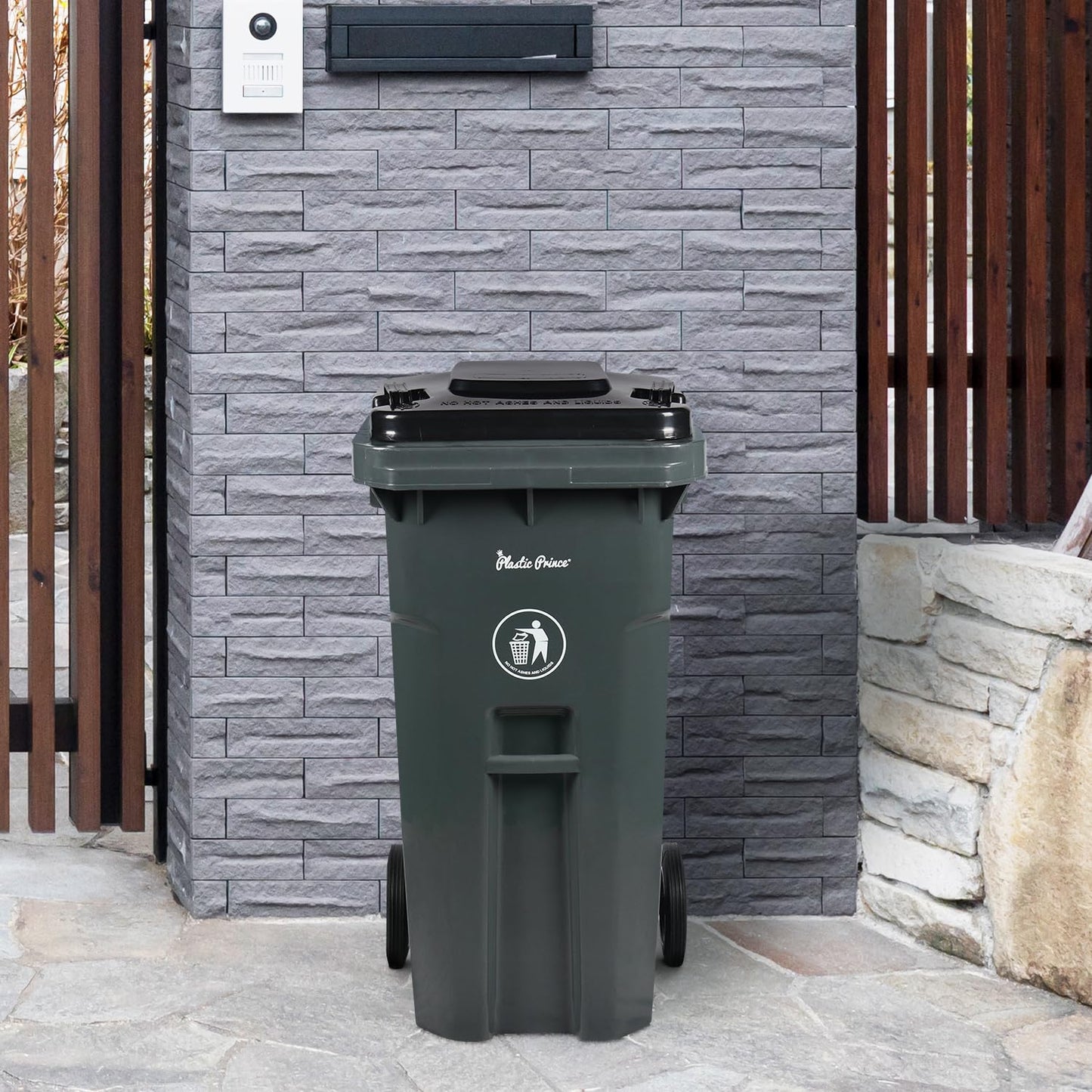 32 Gallon Trash Can with Wheels Rollout, Commercial Outdoor Trash Can Heavy-Duty Outside Garbage Can with Wheels, Gray 2 Pack