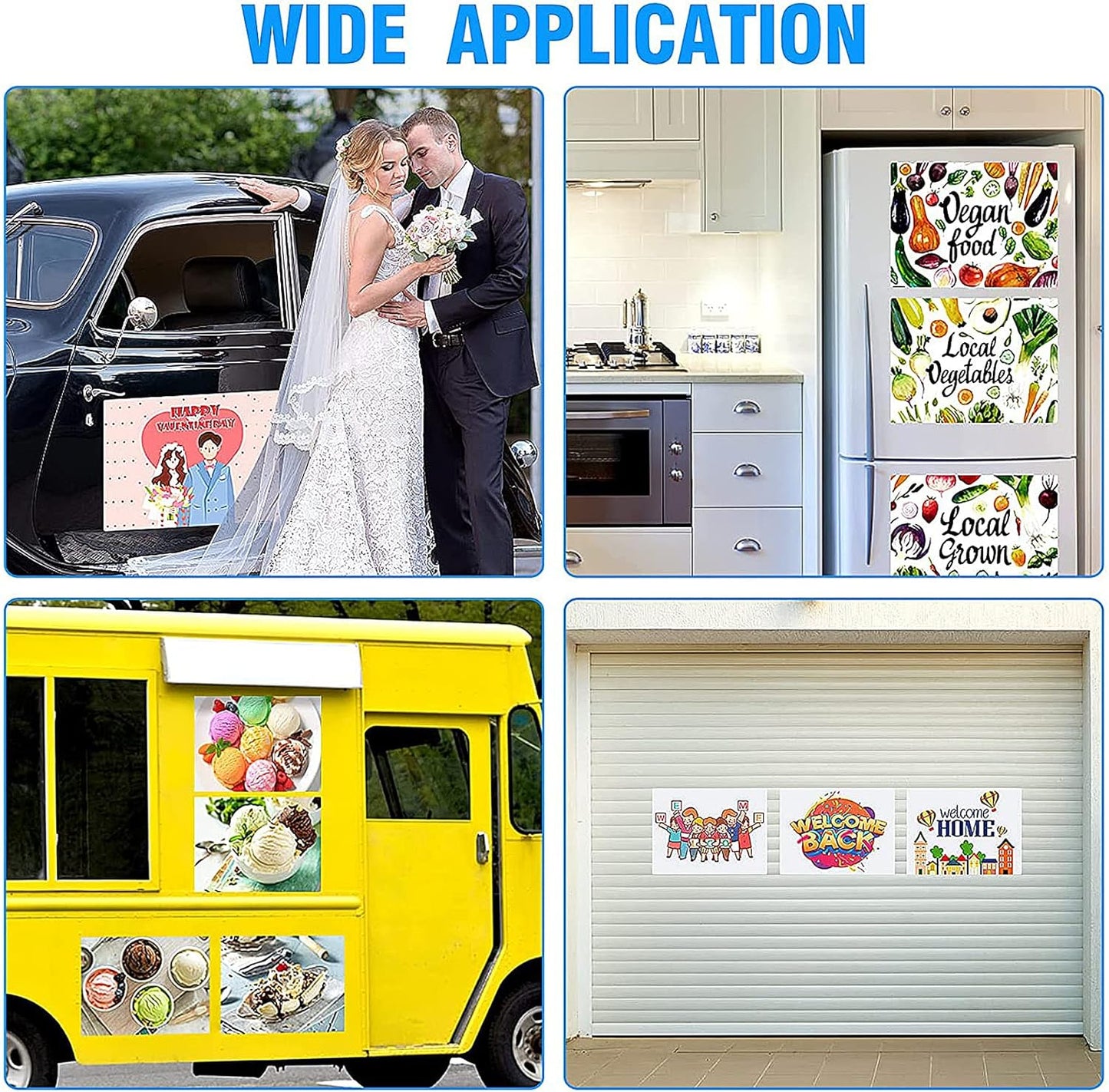 Car Magnetic Sheet, Large Blank White Magnet Sign Roll for Vehicle Doors, 11.5" x 17.5", 30 Mil Thick - Ideal for Custom Personalization Décor, Temporary Ads, Instructional & Warning Signs (4)