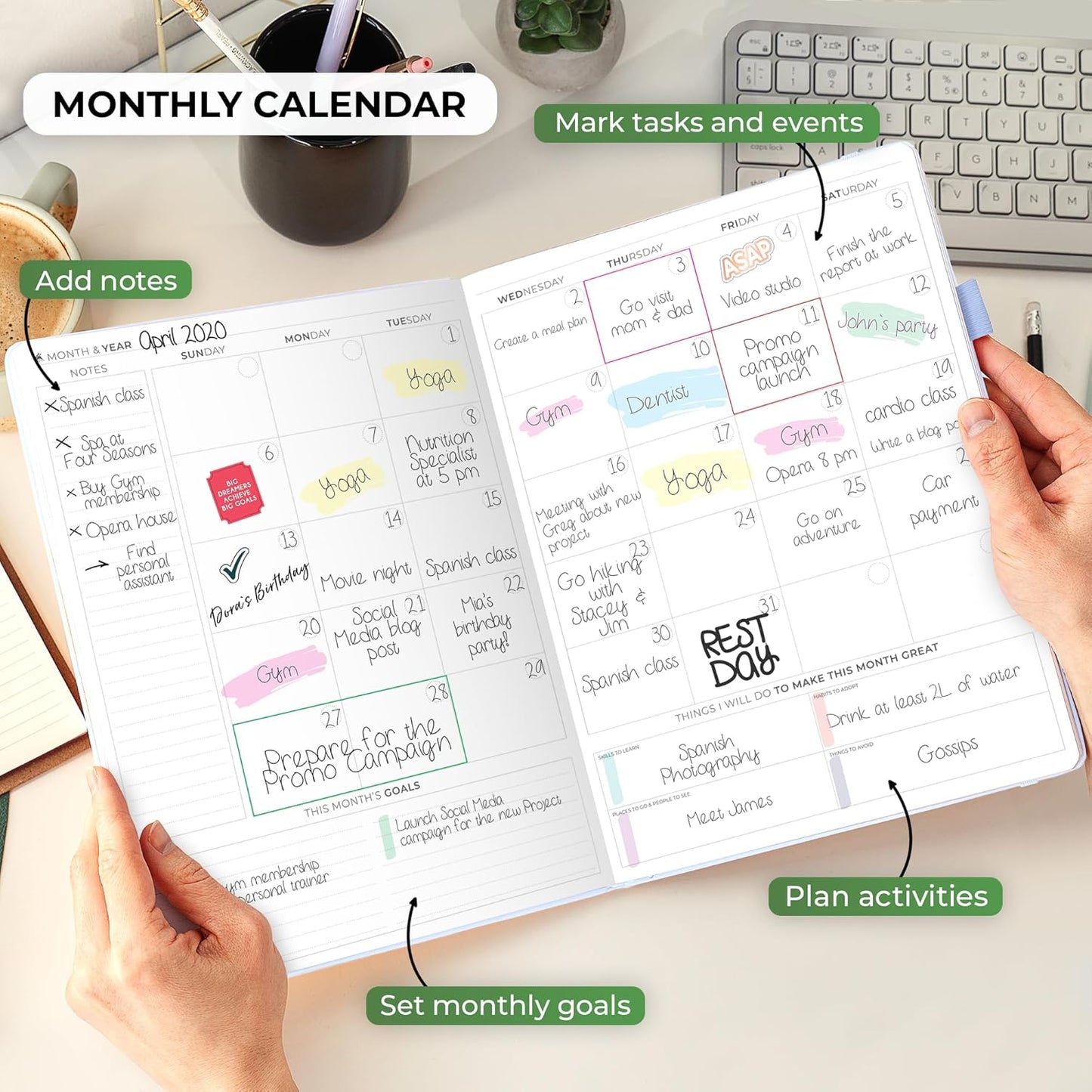 Clever Fox Planner PRO Schedule – Undated Weekly & Monthly Life Planner with Time Slots, Appointment Book & Daily Organizer, A4 (Periwinkle)