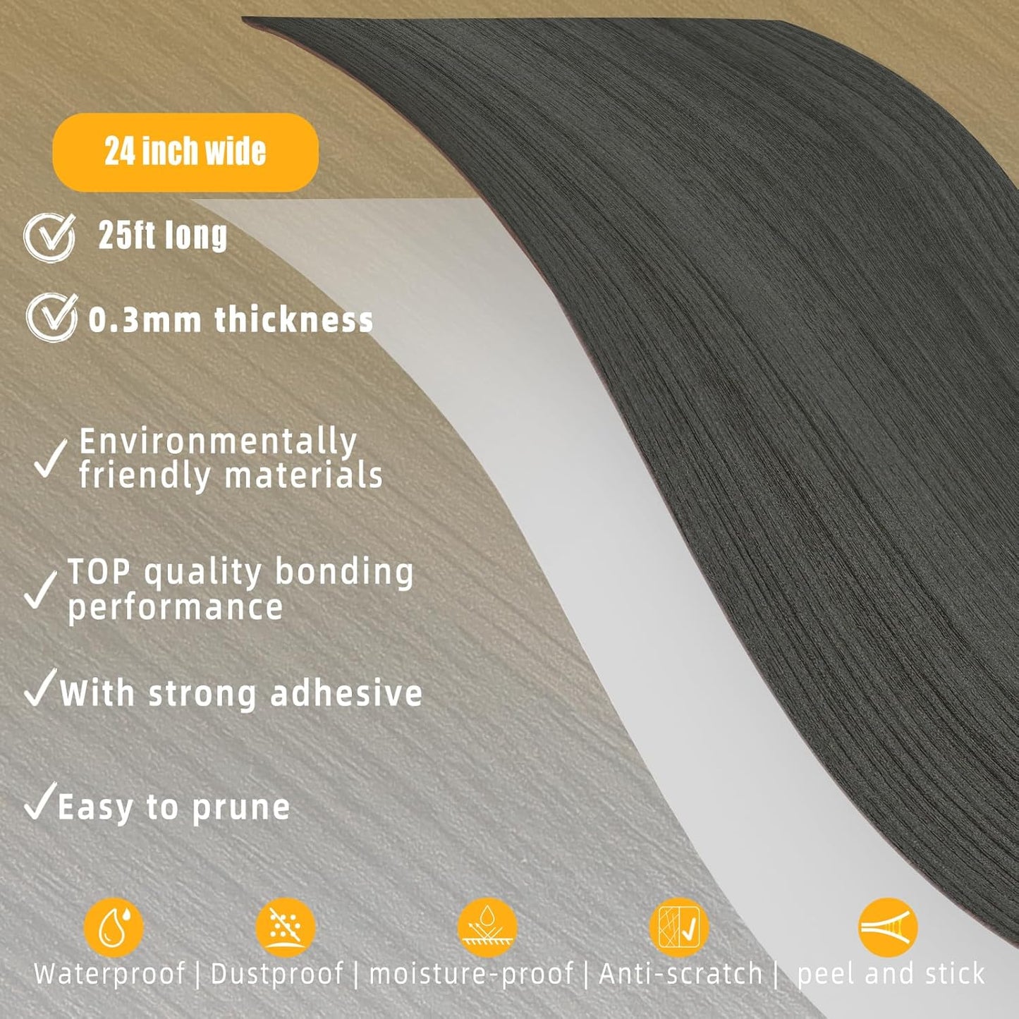 GSCIT Club Dark Walnut Wallpaper, 24 inch X 25ft Self Adhesive Wood Grain Repair Tape Patch for Tables, Chairs, Baseboards, Doors, Windows, Floors, Handicraft DIY.
