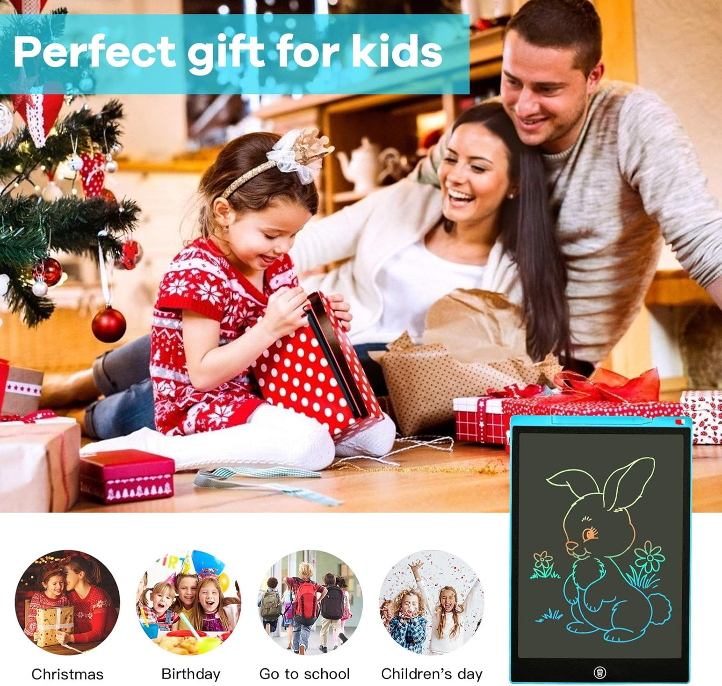 2 Pack LCD Writing Tablet, 12 inch Colorful Toddler Drawing Pad Doodle Board, Erasable Educational Toy Christmas Birthday Gift for 3 4 5 6 7 Year Old