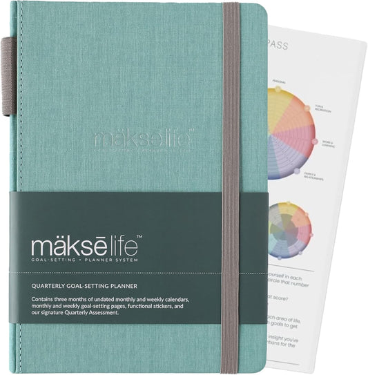 90-Day Quarterly Planner - Entrepreneur Goal Setting & Project Management, Undated 3-Month Productivity Planner for Small Business Owners, Teal