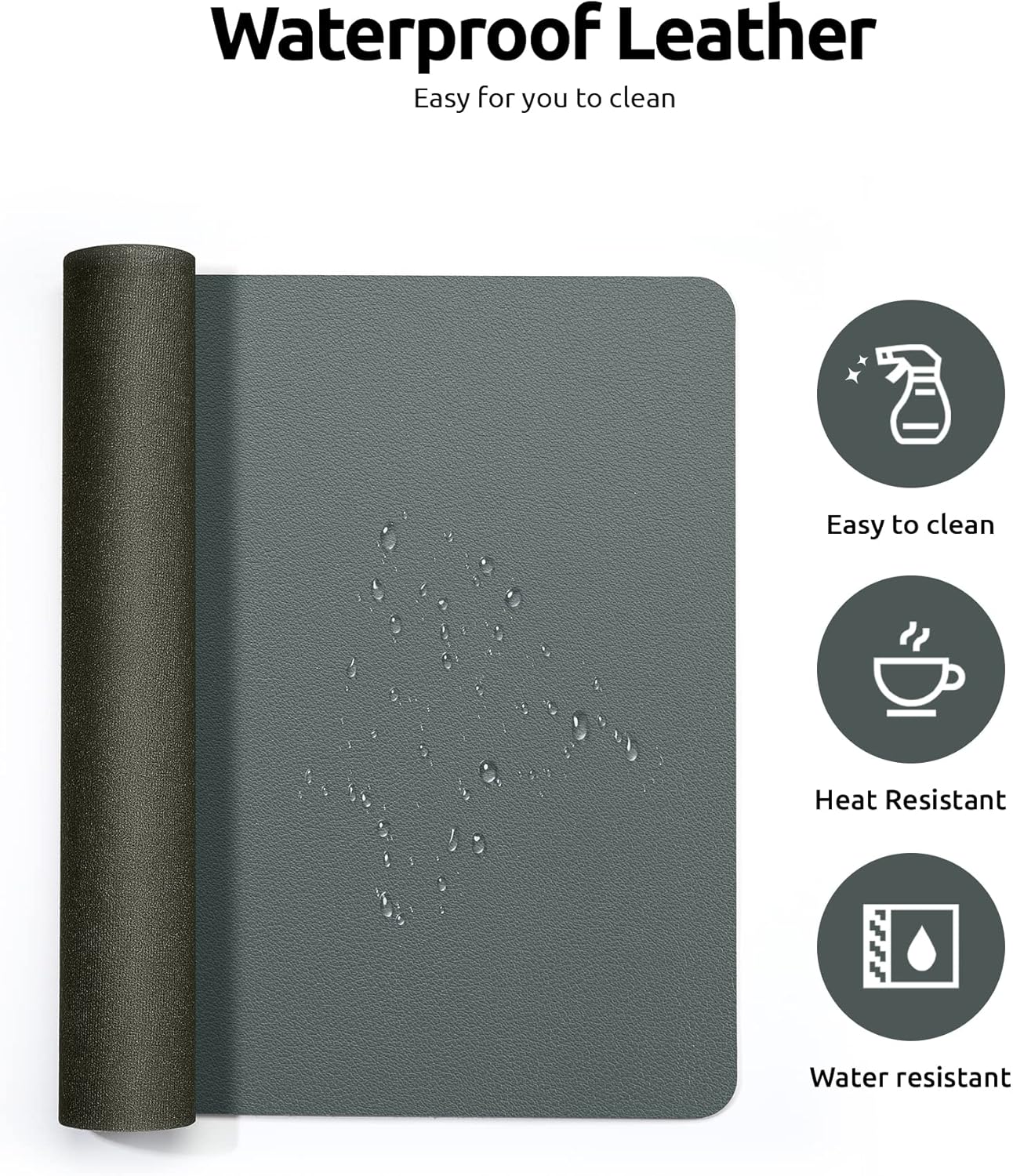 YSAGi Leather Desk Pad Protector, Office Desk Mat, Large Mouse Pad, Non-Slip PU Leather Desk Blotter, Laptop Desk Pad, Waterproof Desk Writing Pad for Home (23.6" x 13.8", Dark Green)