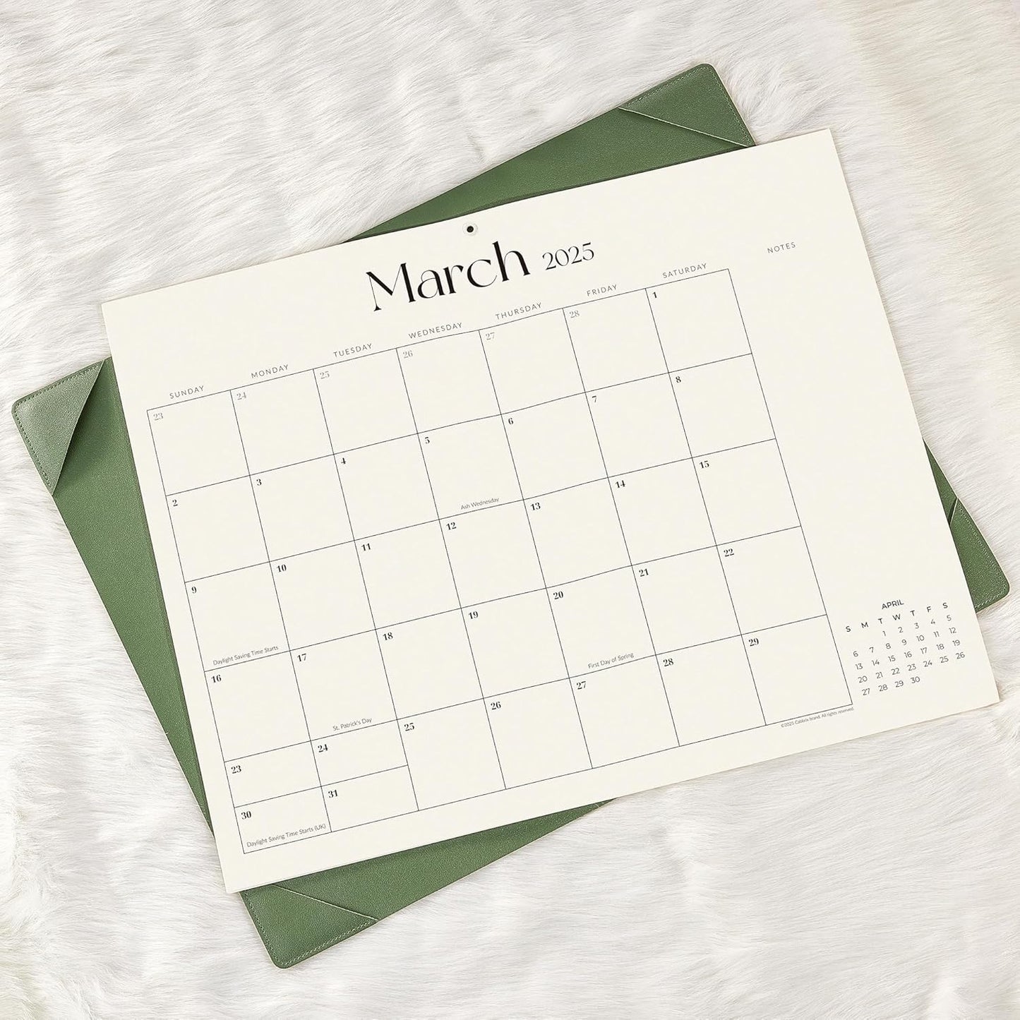 Simplified Desk Calendar 2025-2026 with Desktop Mat, Cabbrix Large Desk Pad Calendar 21" x 16-1/2" Runs From July 2025 to December 2026, Desk Blotter Calendar for Home School and Office (Mint Green)