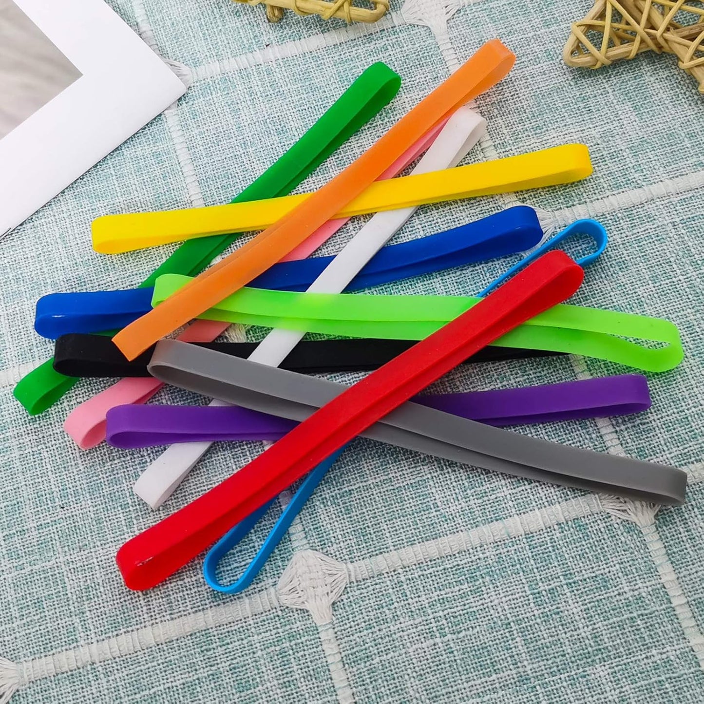 Coopay 120 Pieces Silicone Rubber Bands Colorful Elastic Wrapping Bands for Books, Art, Exercise, Crab Traps, Cooking, Wrapping, Heat, Cold, UV, Chemical Resistant (5.5 inch)