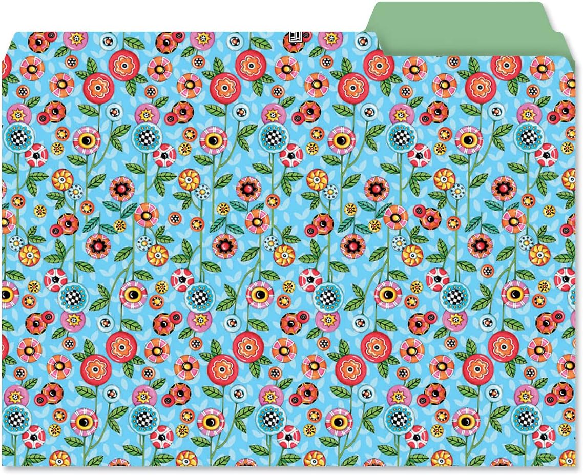 Current Mary Engelbreit File Folders Value Pack - Bulk Set of 24, 6 Pretty Decorative Designs, 1/3 Cut Tabs, Heavy-Duty Paper Stock, Office Supplies for Home & Work, 9-½” x 11-¾” Letter Size