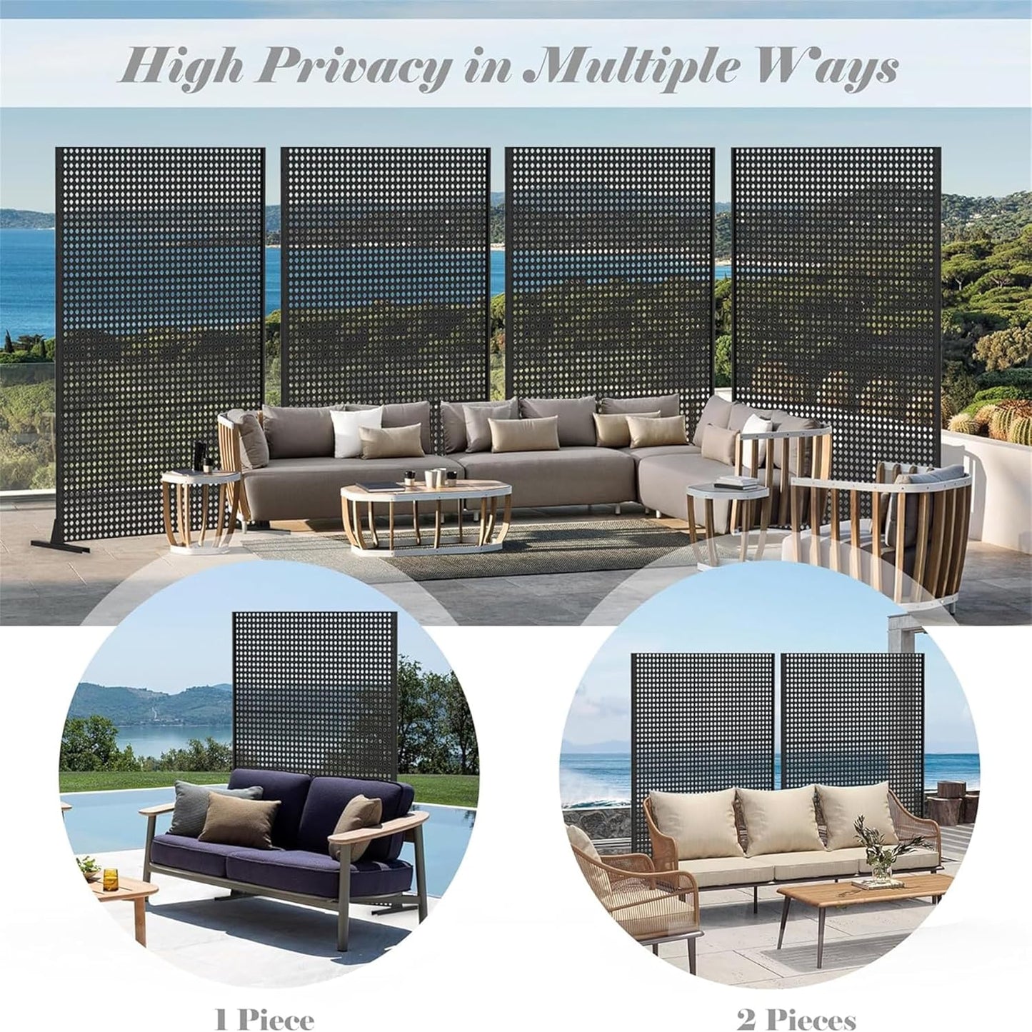 NicBex Room Divider 1 Panel Room Dividers with Rhombus Pattern Design Partition Room Dividers and Metal Privacy Screens Wall Divider for Outdoor, Room Separation,48.31" W x 15.75" D x 70.75" H, Black