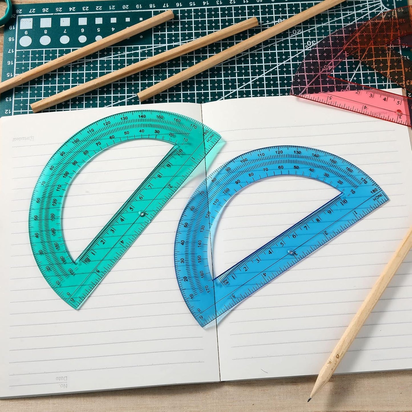 Zonon 200 Pieces Protractors Bulk Plastic 180 Degrees 6 Inch Translucent Protractors for Geometry, Angle Measurement, Students School Supplies