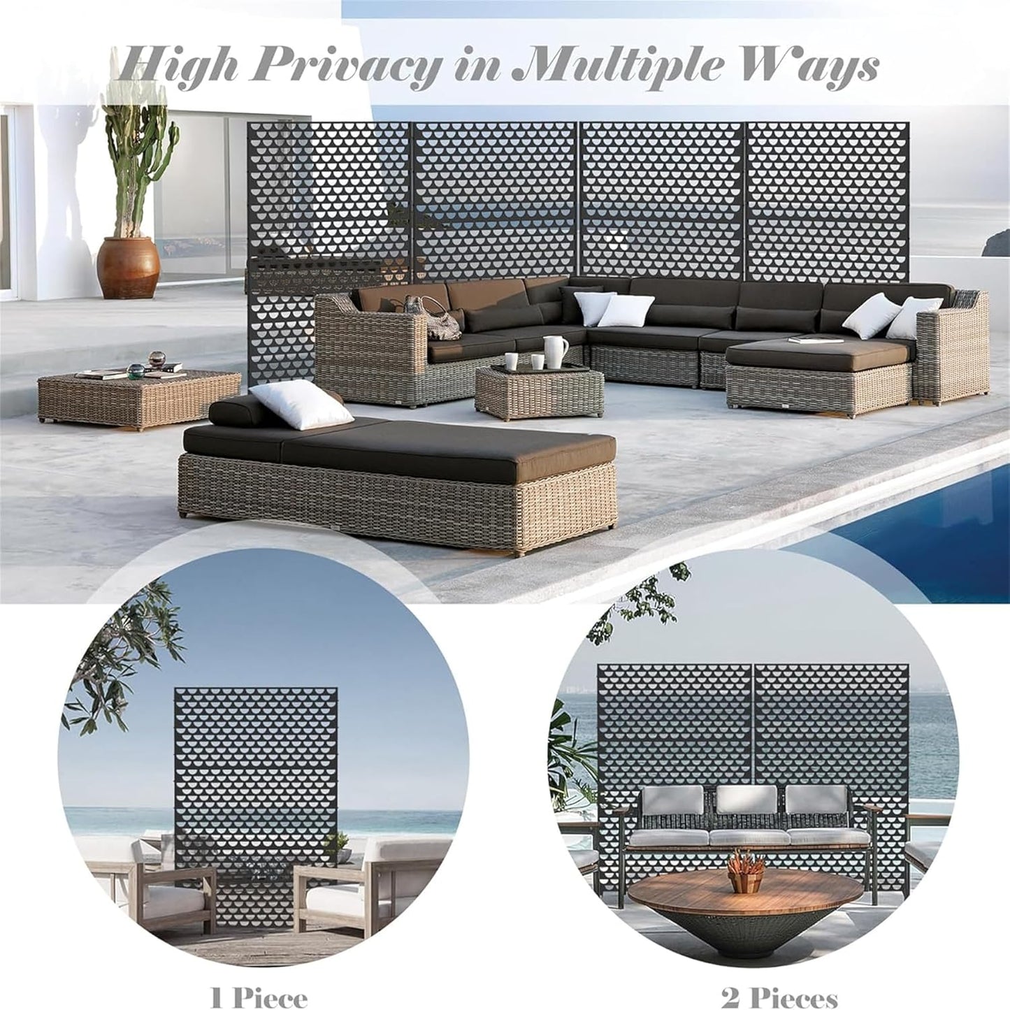 NicBex Room Divider 1 Panel Room Dividers with Semicircle Pattern Design Partition Room Dividers and Metal Privacy Screens Wall Divider for Outdoor, Room Separation,48.31"W x 15.75"D x 70.75"H, Black