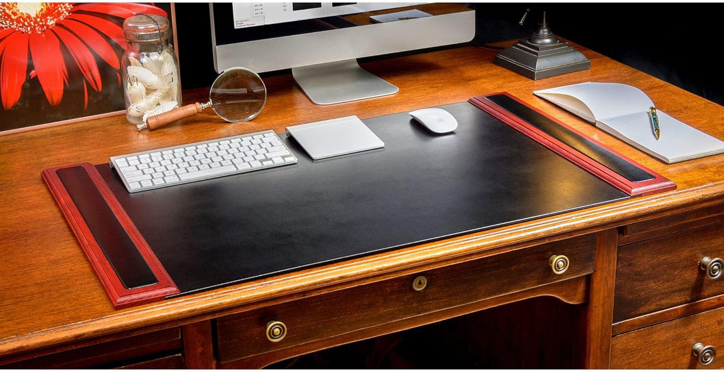 Dacasso Rosewood and Leather Desk Set, 3-Piece (D8037)
