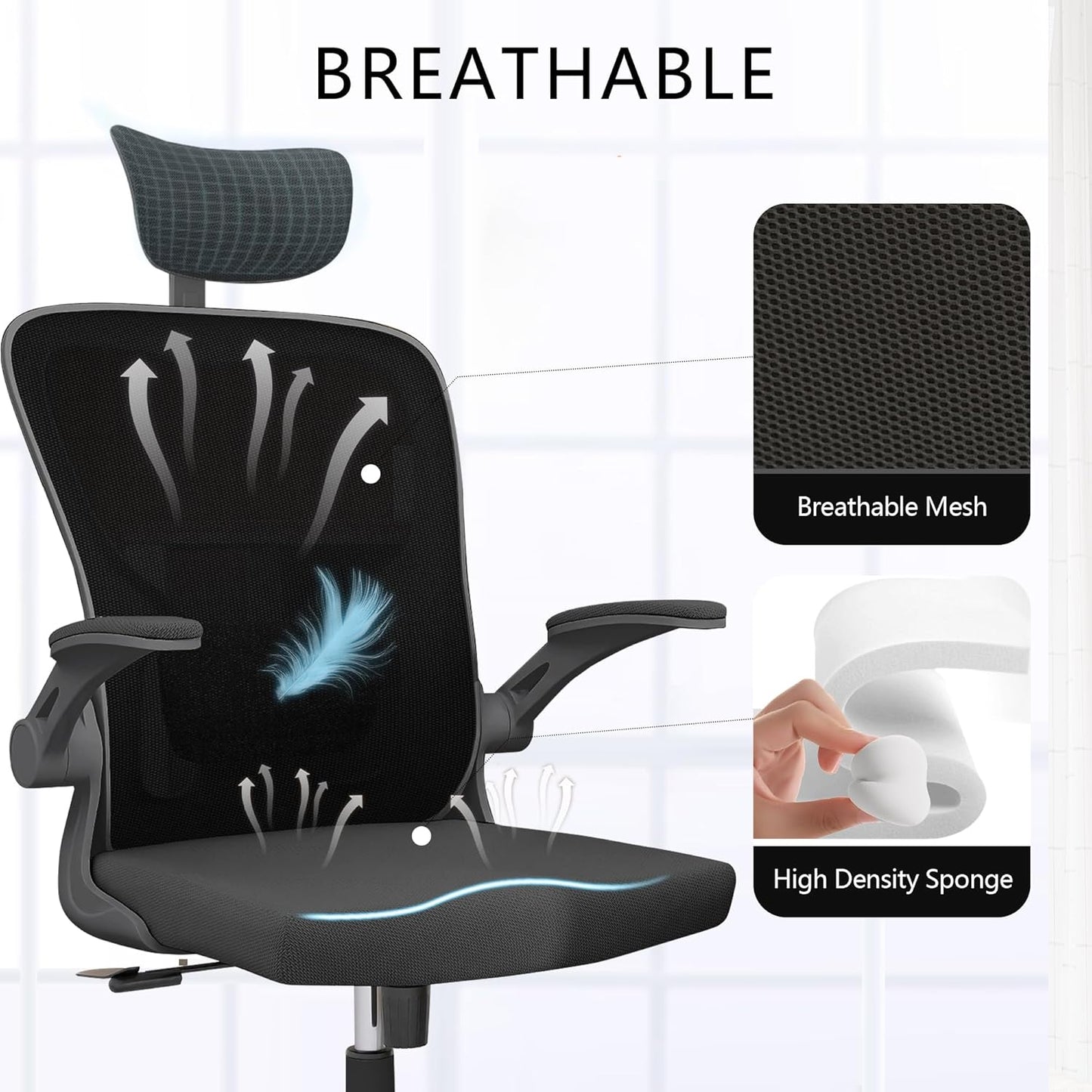 Desk Office Chairs Computer Mesh Chair Executive Chair with Lumbar for Home & Office (06Blcak)