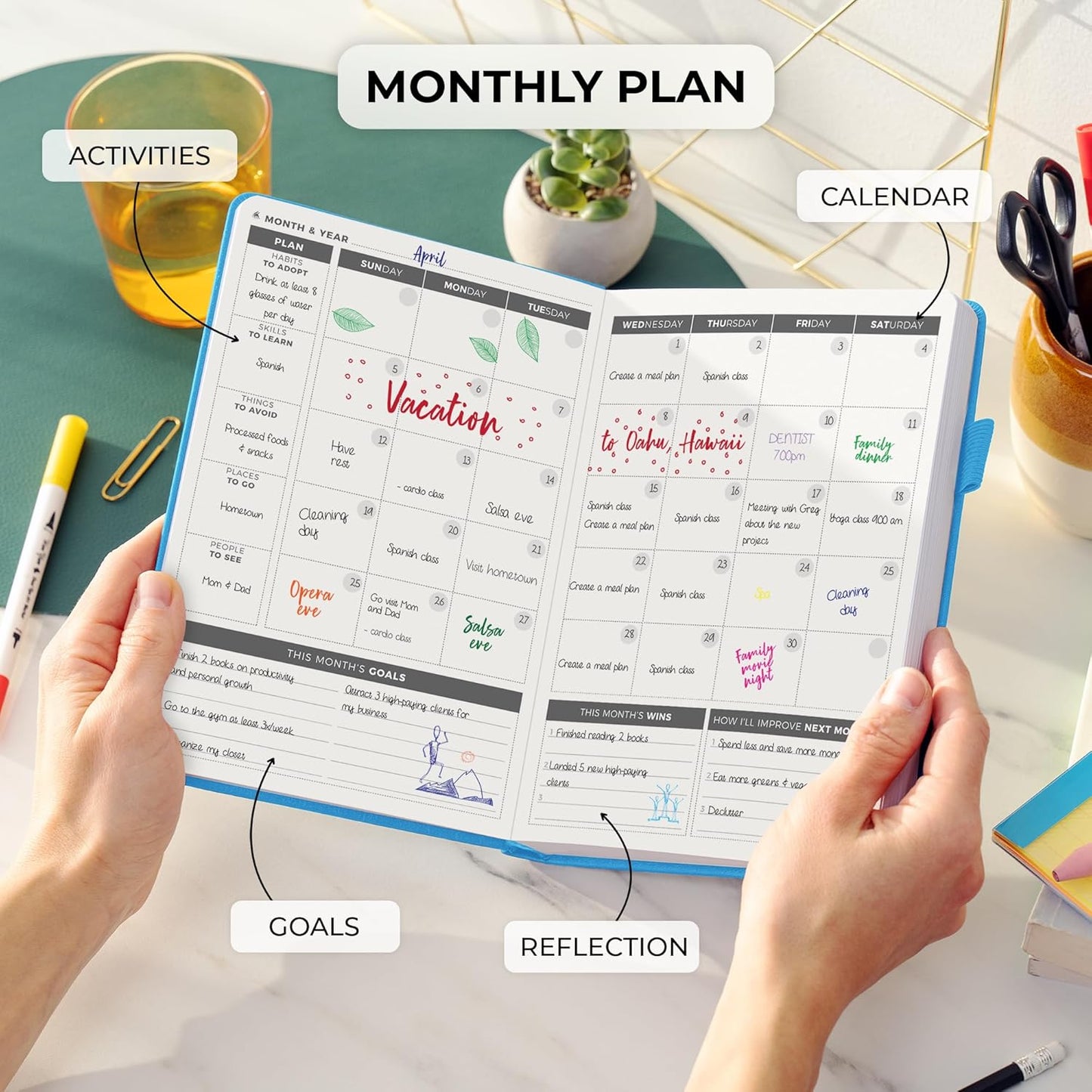 Clever Fox Daily Planner – Undated Planning Notebook with Hourly Schedule & To-Do List – Personal Day Task & Work Organizer, 6 Months (Sky Blue)