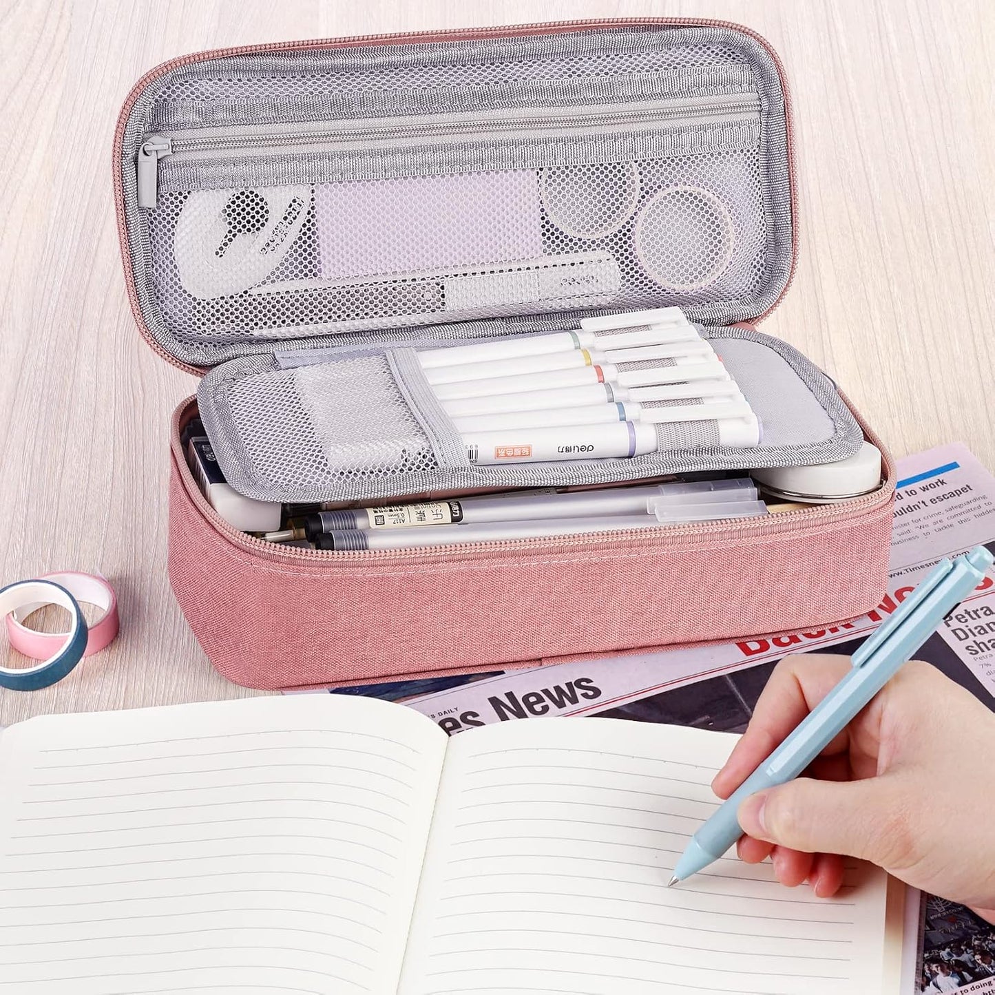 WEMATE Pencil Case, Large Storage Organizer for Stationery, Back - to - School Essential, Teacher Must - have, Big Pencil Pouch, Marker Case School Supplies for College & High School