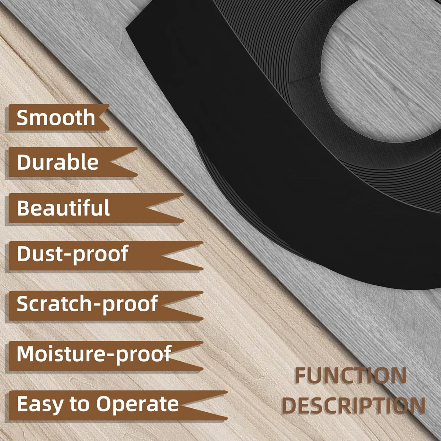 GSCIT Club Black Melamine Edge Banding, 1/2 inch x 50ft Edge Banding with Hot Melt Adhesive Pre-glued Cabinet Edge Banding Flexible Black Veneer Edging for Plywood