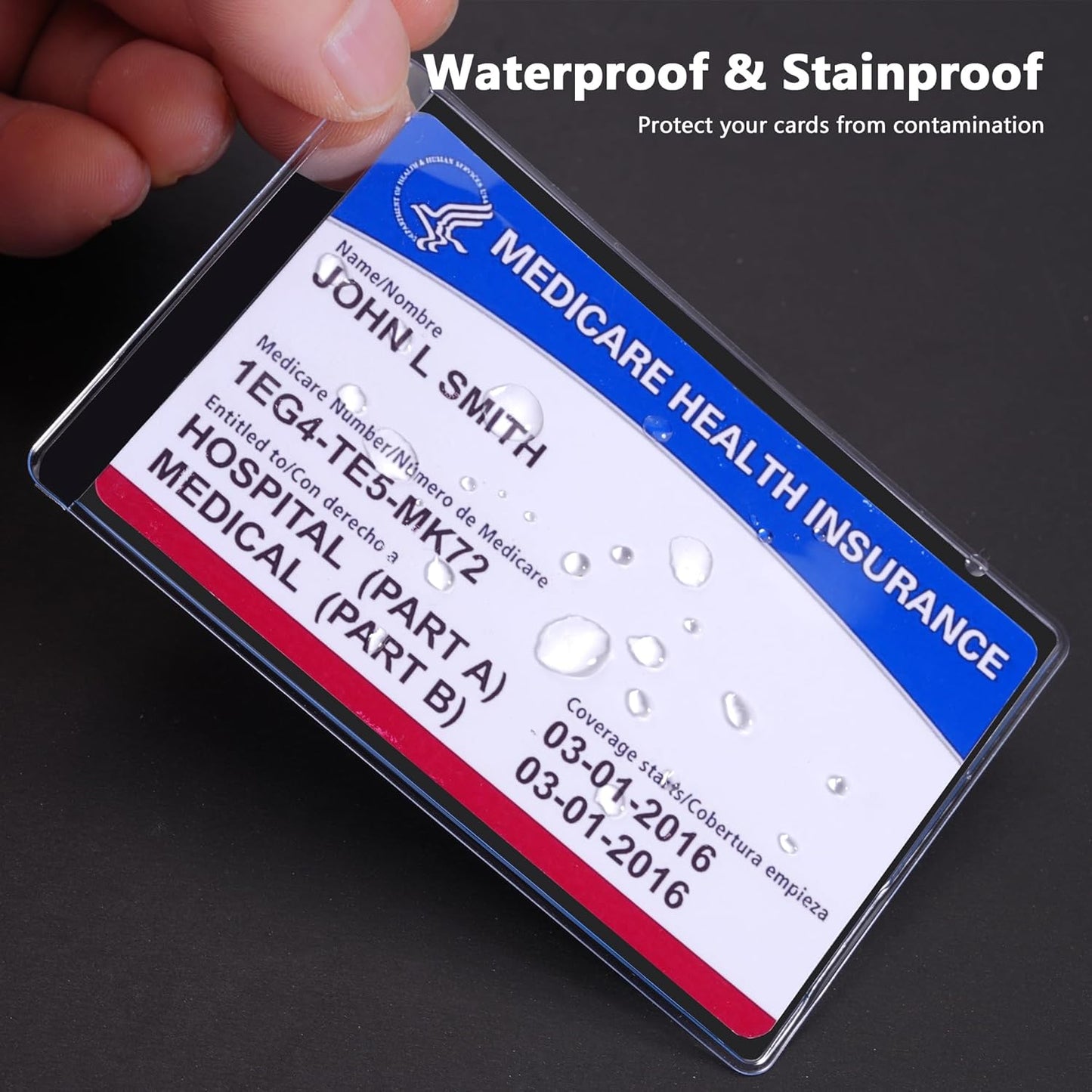 New Medicare Card Holder Protector Sleeves, Social Security Card Protector, 12 Mil Clear PVC Water Resistant Plastic Sleeves for New Medicare/Social Security/Business/ID/Credit Cards(10 Pack)