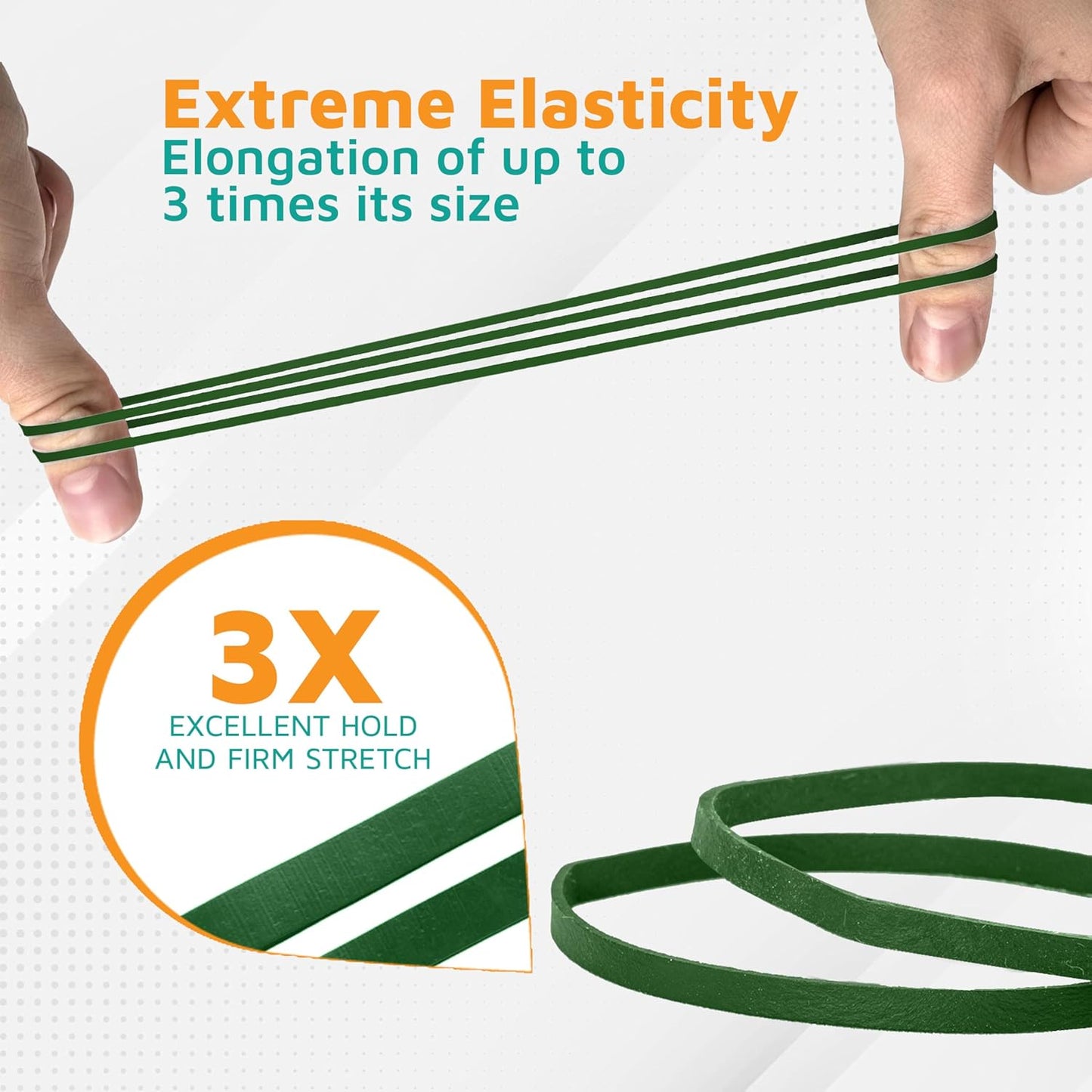PlasticMill Dark Green Rubber Bands Size 33 (3 1/2" x 1/8") - #33 Colored Rubber Bands Office Supplies - Strong, Elastic Bands for Crafts, Balloon Garland, Cash, File Folders (100-Pack)