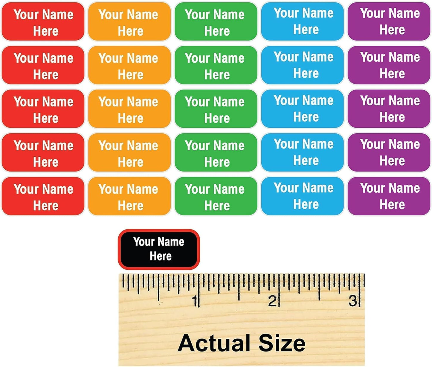 Personalized Waterproof Name Labels Press and Stick Custom Name Stick on Clothing Labels. Customized Up to 3 Lines Great for Camp & Daycare (Dinosaurs)