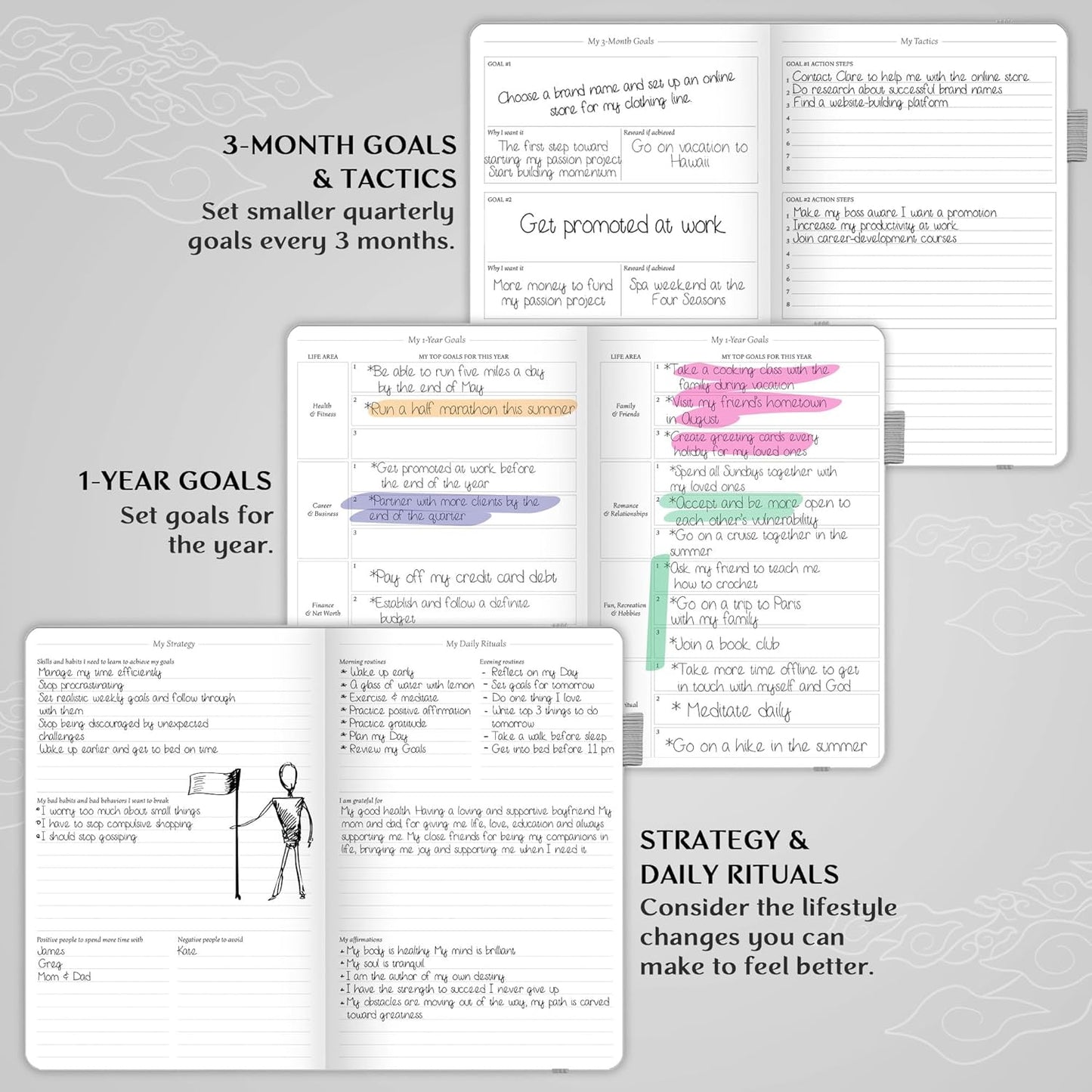Legend Planner – Weekly & Monthly Life Planner to Hit Your Goals & Live Happier. Organizer Notebook & Productivity Journal. A5 (White)