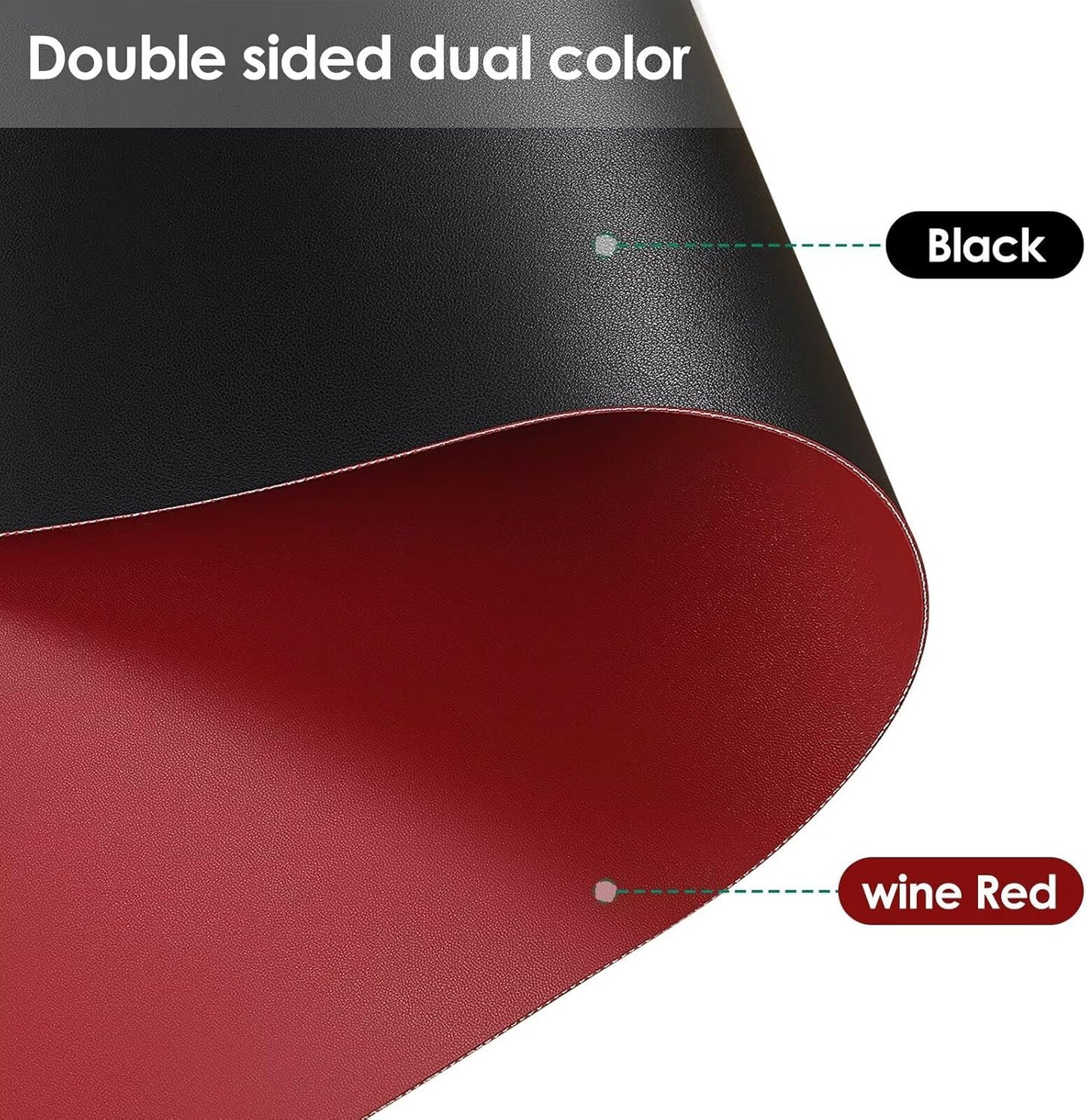 Table Pad Protector for Dining Room Table - Can Be Used On Both Sides Waterproof and Easy to Clean Good Flatness Used for Dining Table(Black+Wine Red 54x72)