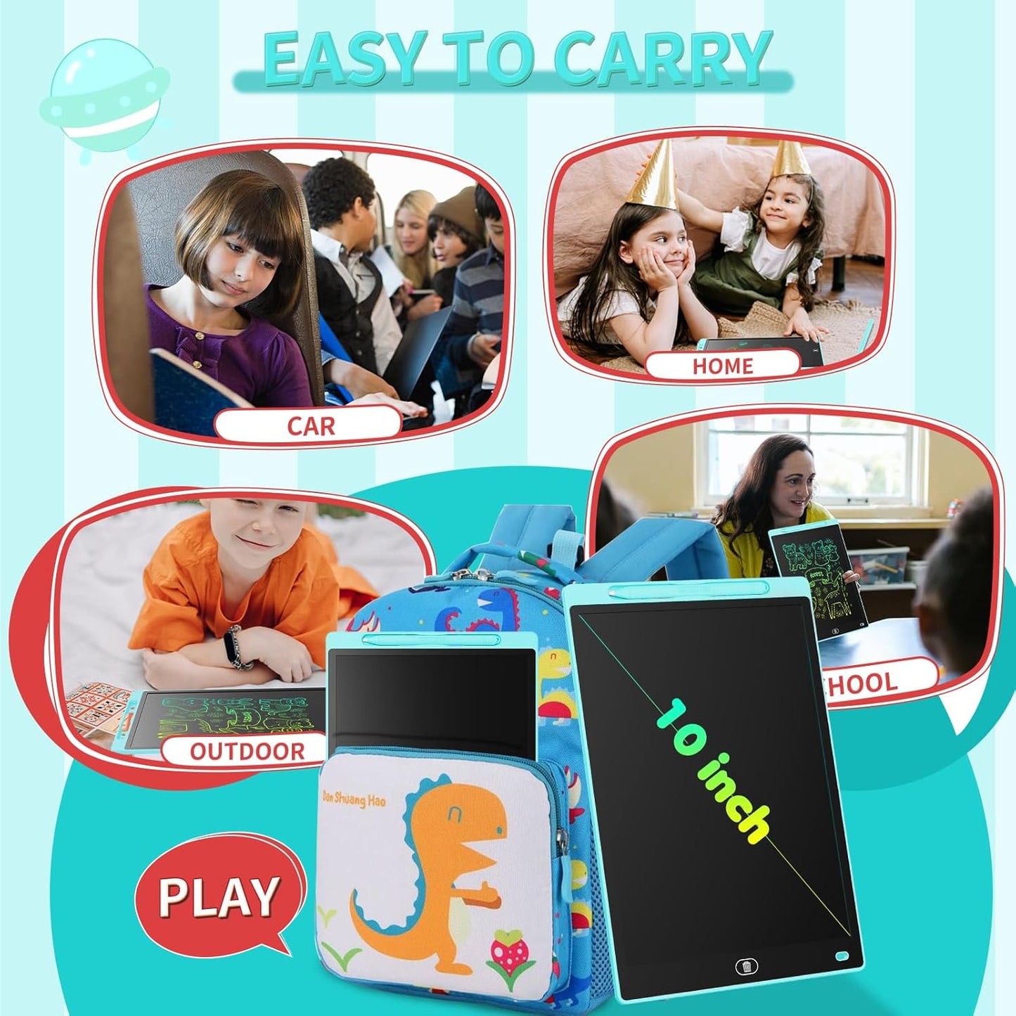 [2 Pack] Genialba LCD Writing Tablet 10-Inch Colorful Doodle Board, Toddler Learning Educational Toys Gifts for 3-8 Years Old Girls and Boys, Electronic Drawing Pad for Kids (Pink&Blue)
