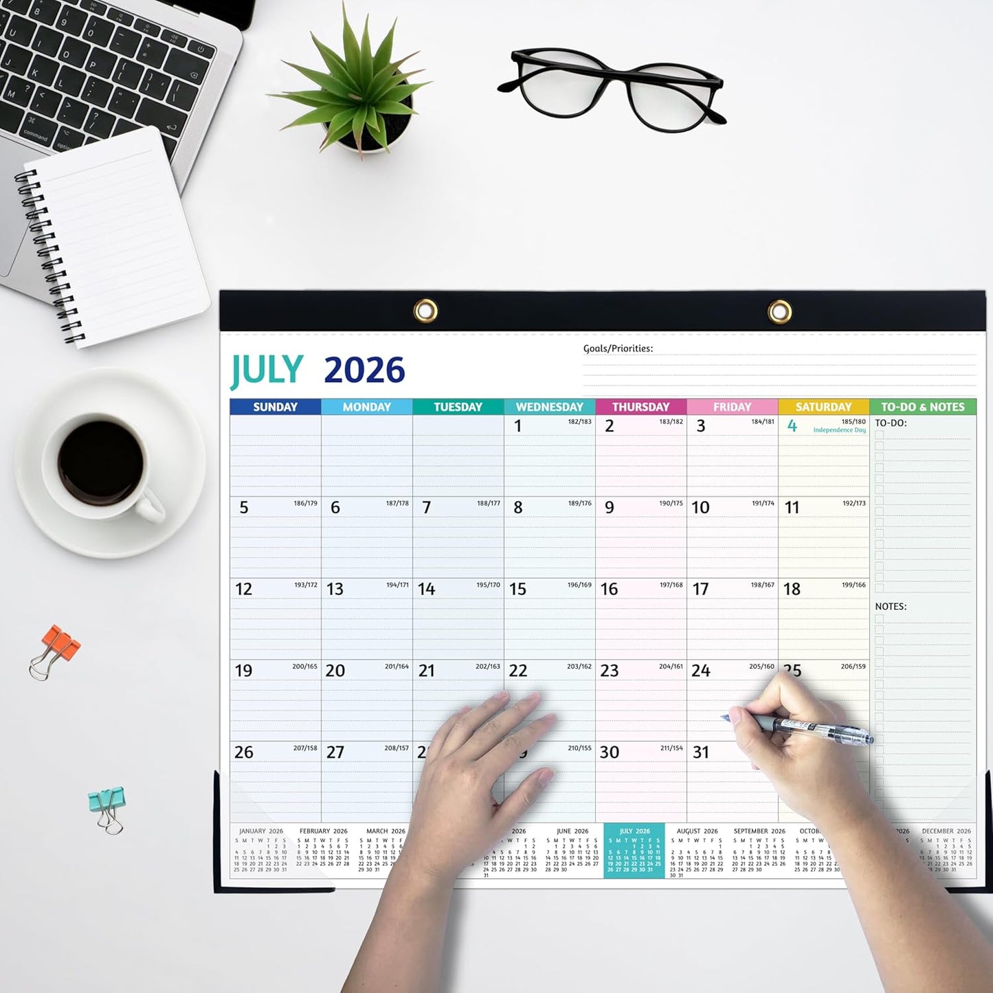 2026 Desk Calendar – Large Desk Calendar 2026, 22'' x 17'', Jan 2026 – Dec 2026, 2026 Desk/Wall Calendar with Desk Pad, To-do Lists, Ruled Blocks, Corner Protectors, Lay Flat ＆ Not Rolled