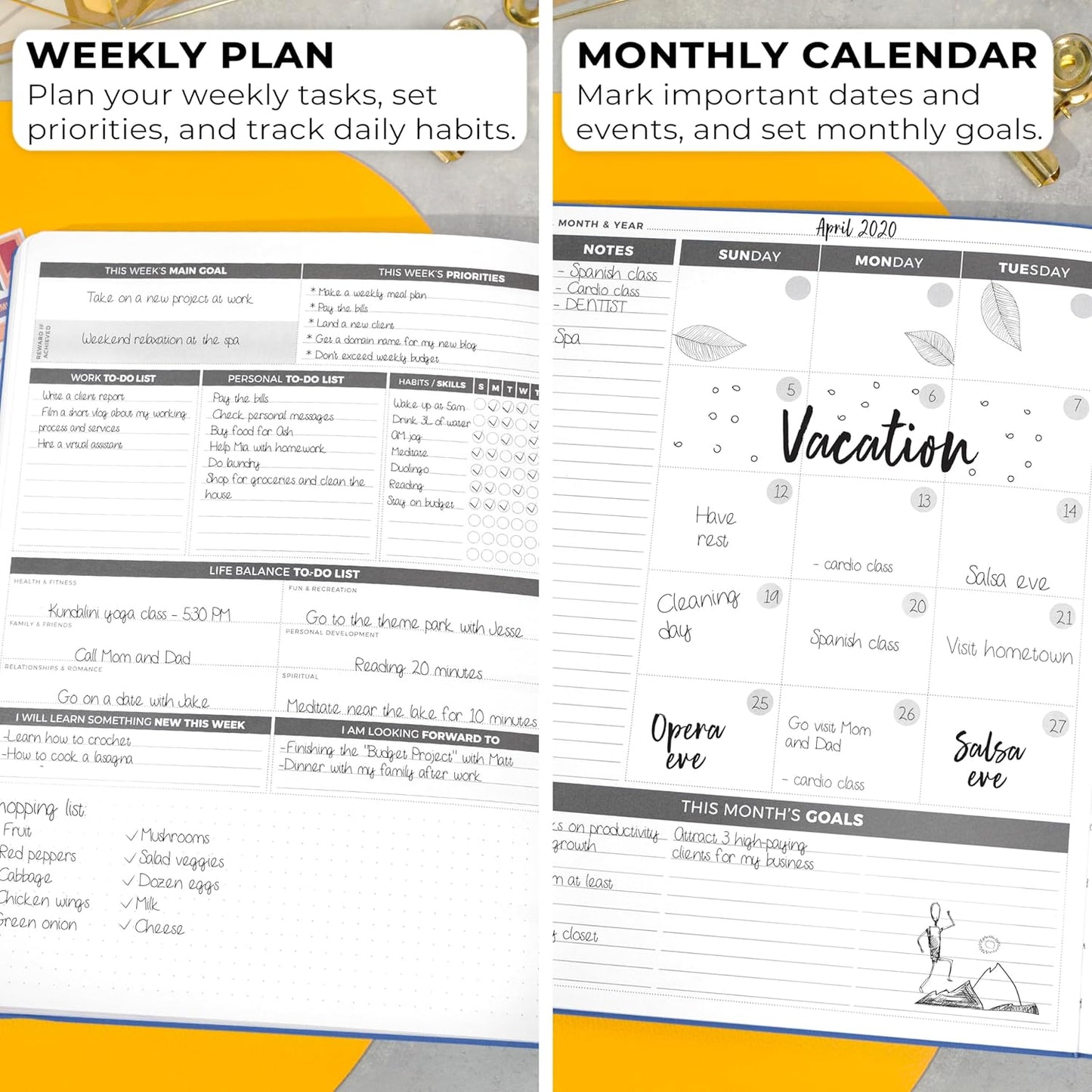 Clever Fox Planner Daily PRO - 8.5 x 11" A4 Size Daily Life Planner and Gratitude Journal to Increase Productivity, Time Management and Hit Your Goals - Undated - Lasts 3 Months (Mystic Blue)