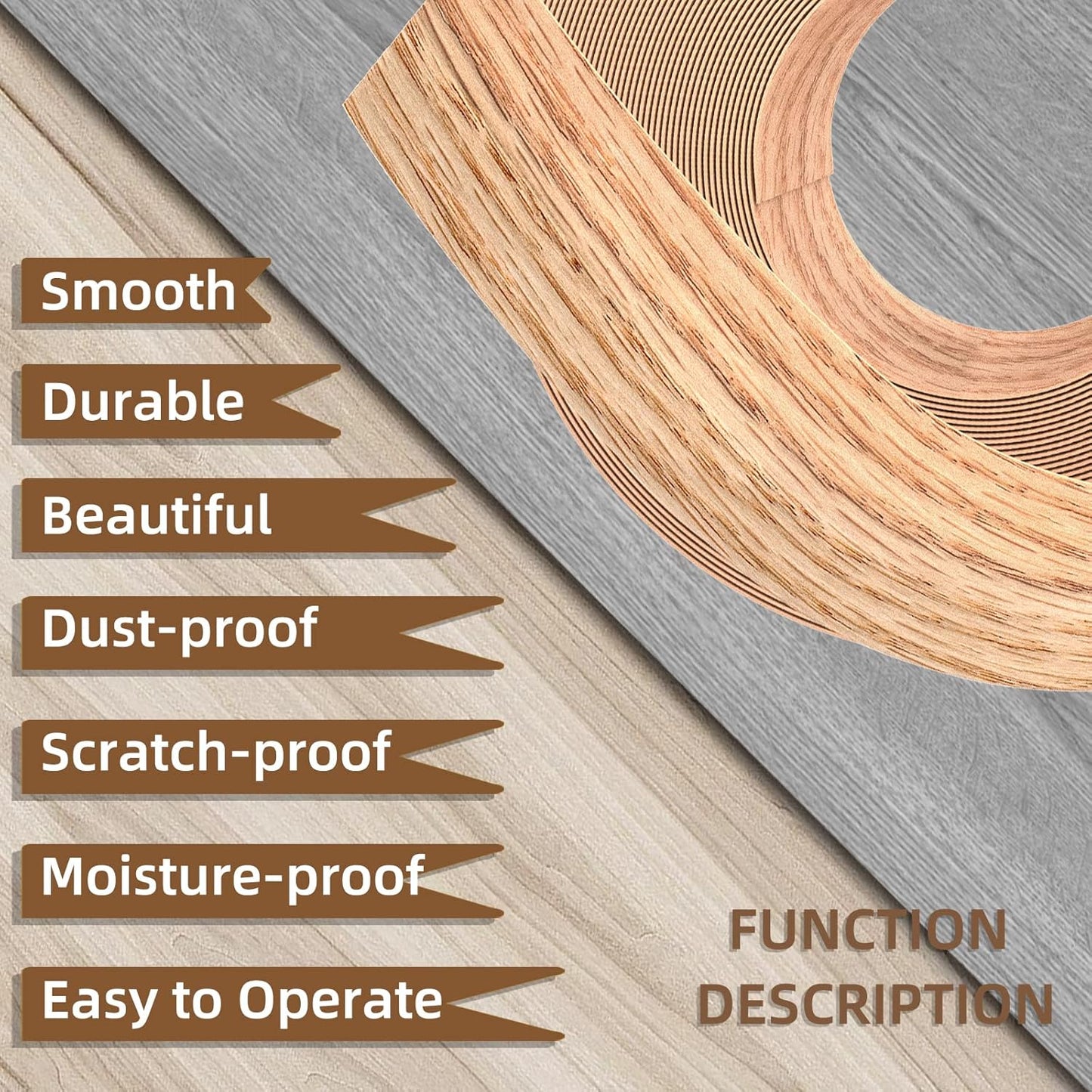 GSCIT Club Red Oak Edge Banding, 3/4 inch x 50ft roll of Veneer Edge Banding Preglued Flexible, Real Wood Tape Banding