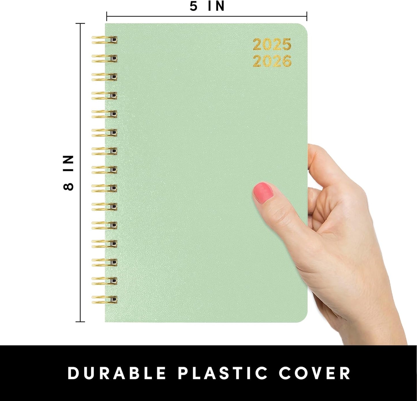 PAPERAGE 17 Month Academic Planner 2025-2026, Weekly & Monthly Spreads, August 2025 - December 2026, Small (5 in x 8 in), Sage
