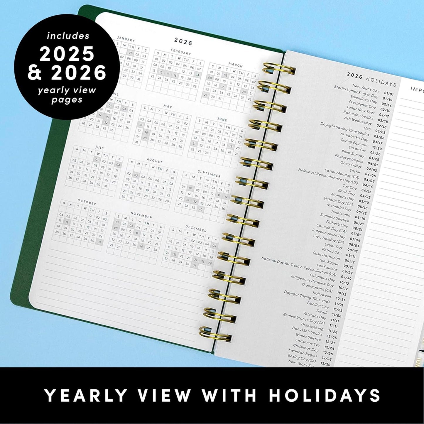 PAPERAGE 17 Month Academic Planner 2025-2026, Weekly & Monthly Spreads, August 2025 - December 2026, Small (5 in x 8 in), Sage
