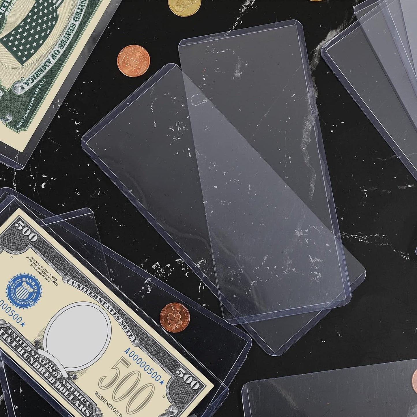 Sepamoon 100 Pieces Dollar Bill Sleeves, 6.9 x 2.95 Inch Hard Plastic Clear Currency Sleeves Waterproof Currency Holder Dollar Bills Display Protector Organizer Case Supplies for Collectors