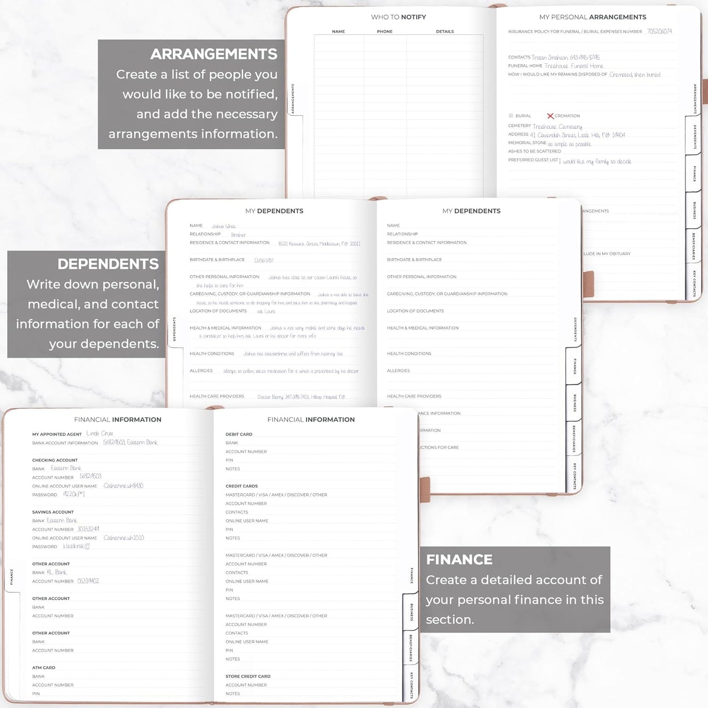 Clever Fox End of Life Planner – Final Arrangements Organizer for Beneficiary, Will Preparation, Last Wishes & Funeral Planning, A4 (Rose Gold)