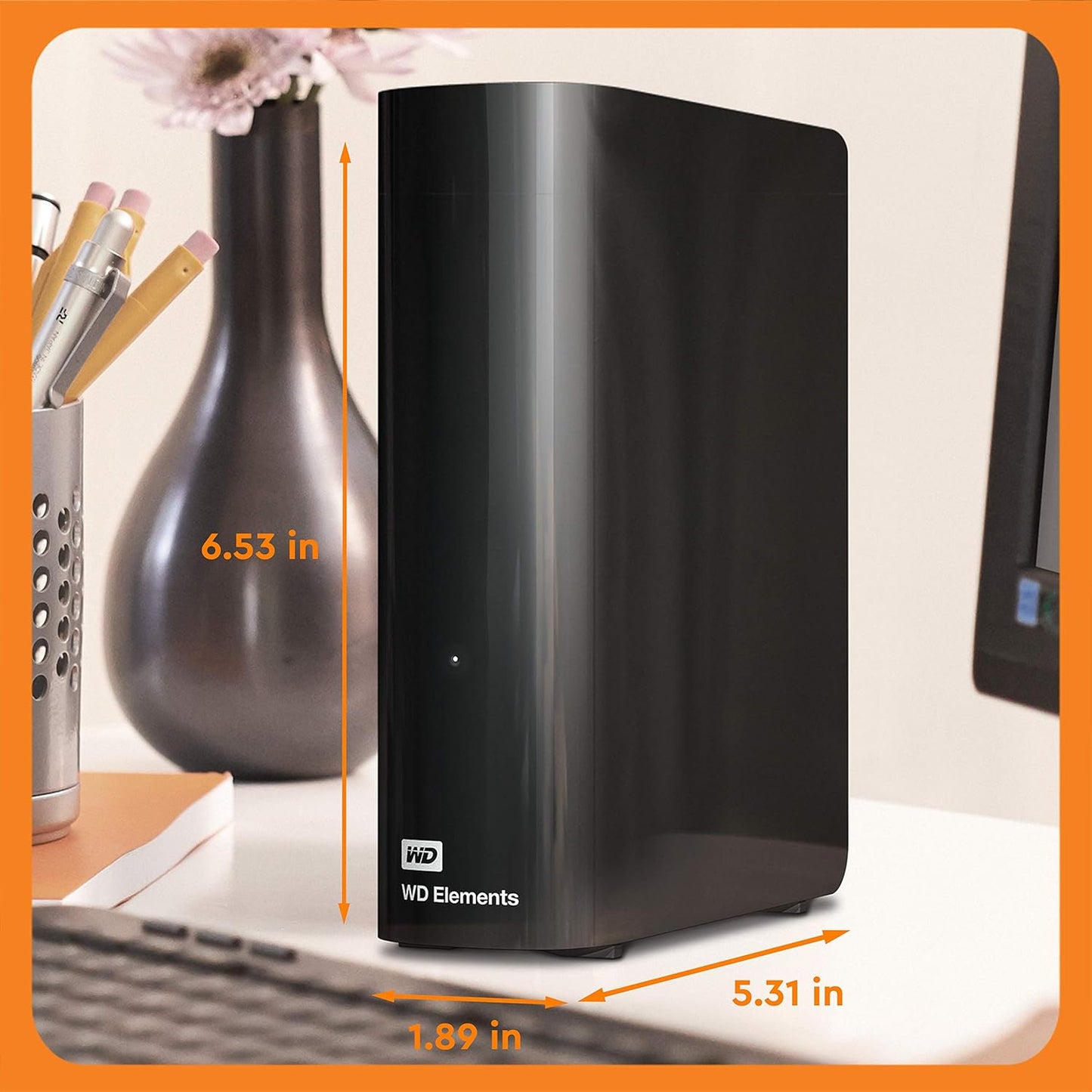 Western Digital 6TB Elements Desktop USB 3.0 external hard drive for plug-and-play storage - WDBWLG0060HBK-NESN