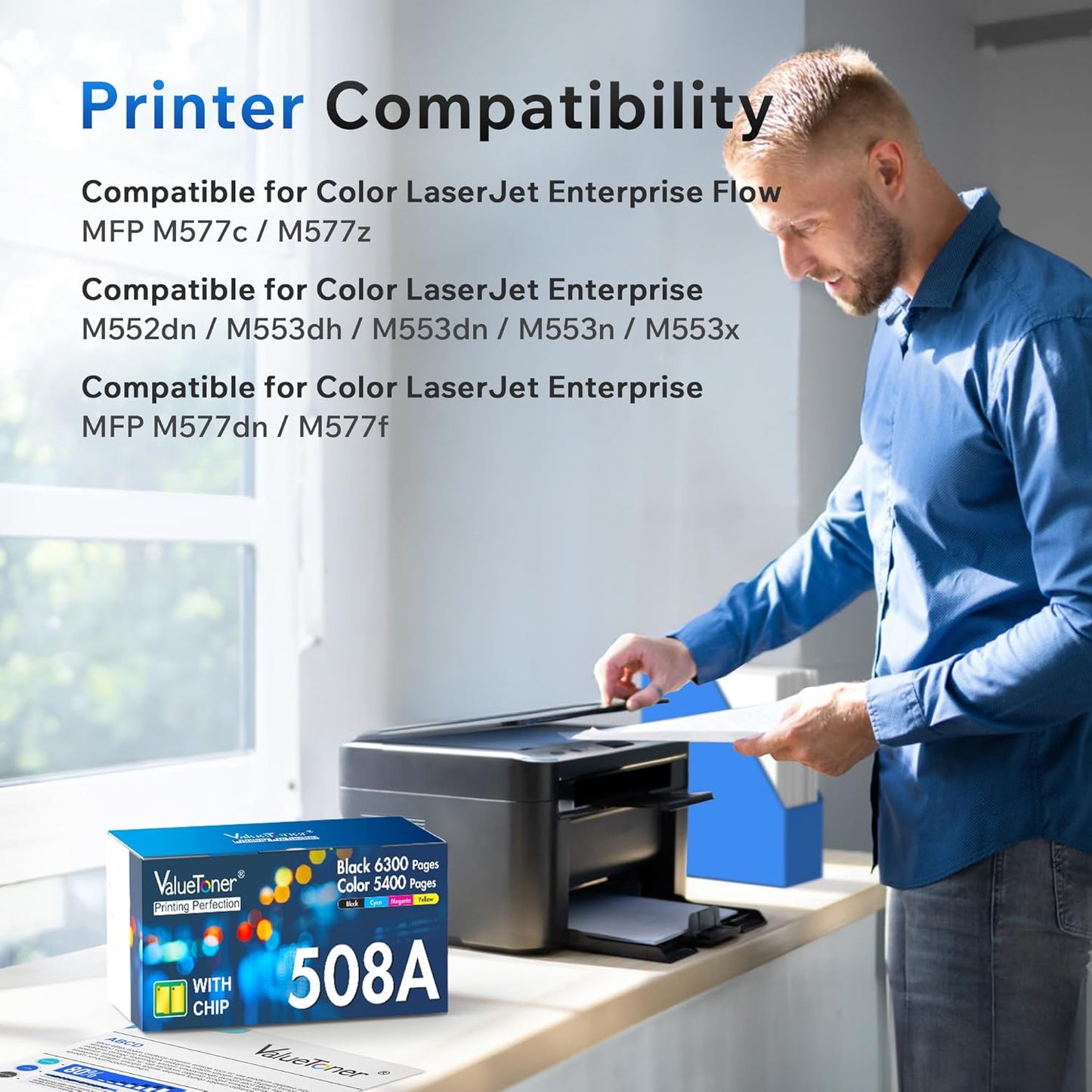 4 Pack for HP 508A Toner Cartridge CF360A CF361A CF362A CF363A High Yield Work for HP Color Laserjet M552 M552dn M553 M553n M553dn M553x M557 M577c M577z M577f M577dn(Black/Cyan/Magenta/Yellow)