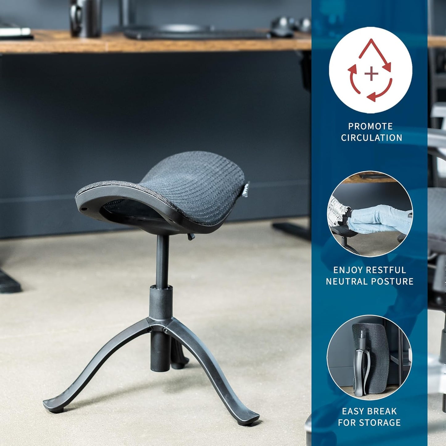 VIVO Under Desk Ottoman Foot Stool, Height Adjustable Elevated Office Leg Rest, Black, CHAIR-FR01