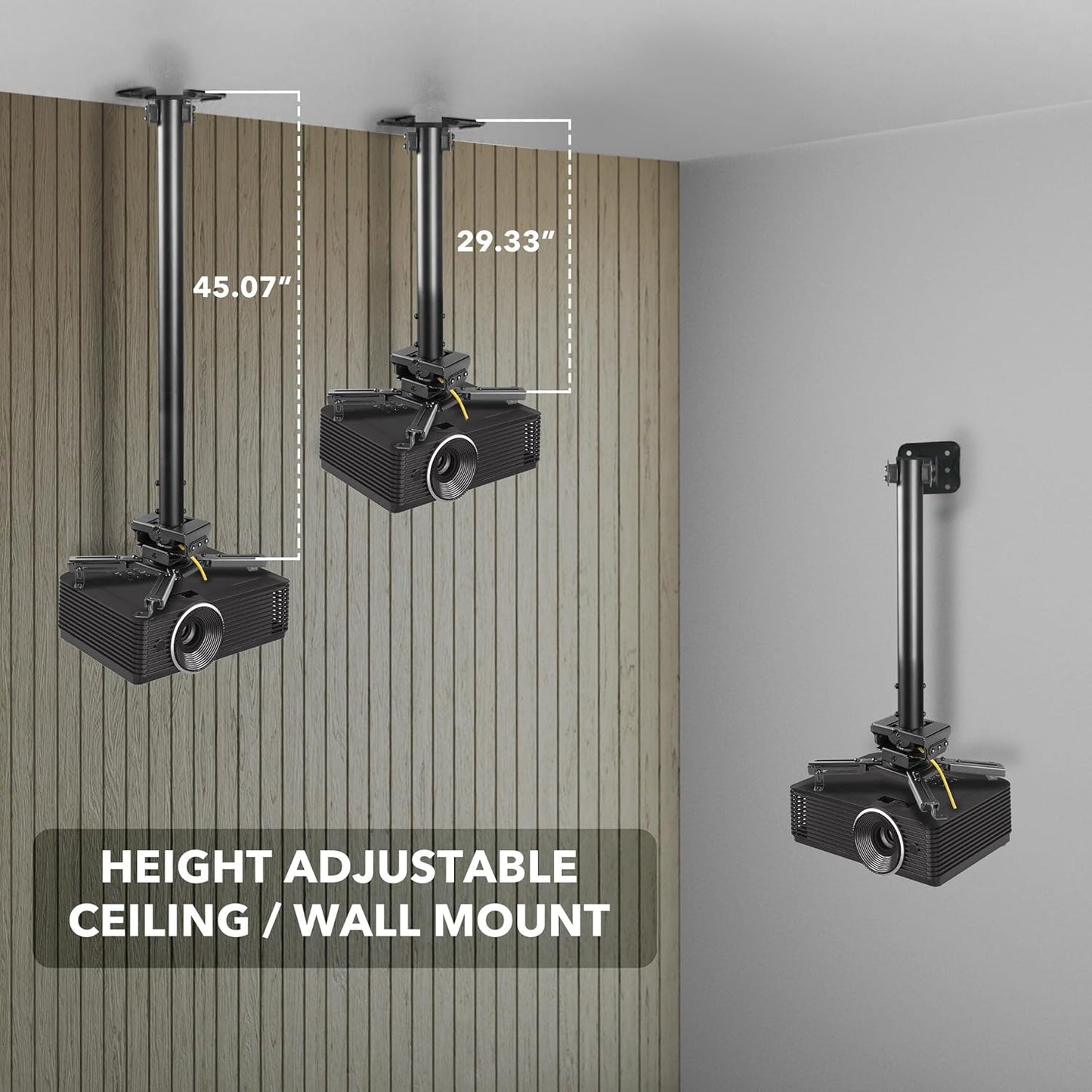 Mount-It! PRO Projector Ceiling Mount, Heavy-Duty Commercial Grade Ceiling Projector Bracket, 77 Lbs Weight Capacity