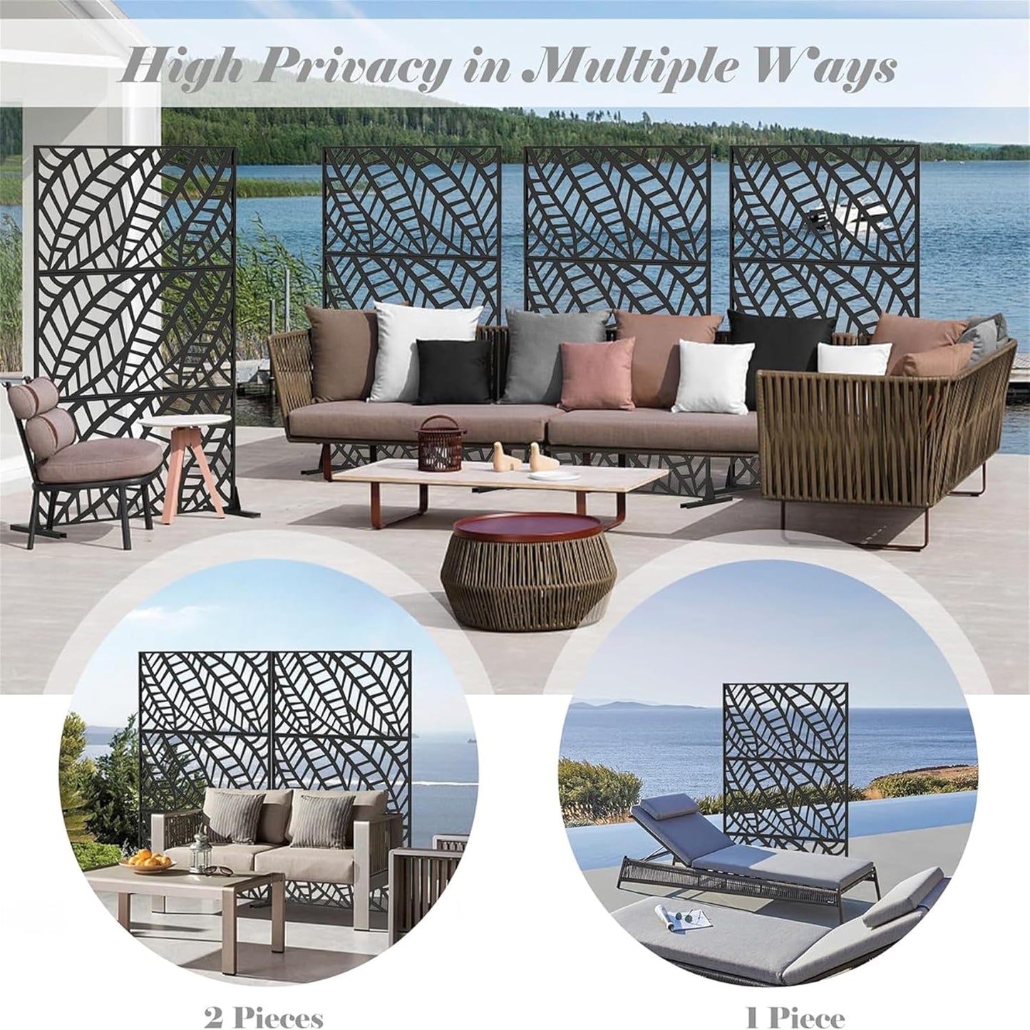 NicBex Room Divider 1 Panel Room Dividers with Leaf Pattern Design Partition Room Dividers and Metal Privacy Screens Wall Divider for Outdoor, Room Separation,48.31" W x 15.75" D x 70.75" H, Black