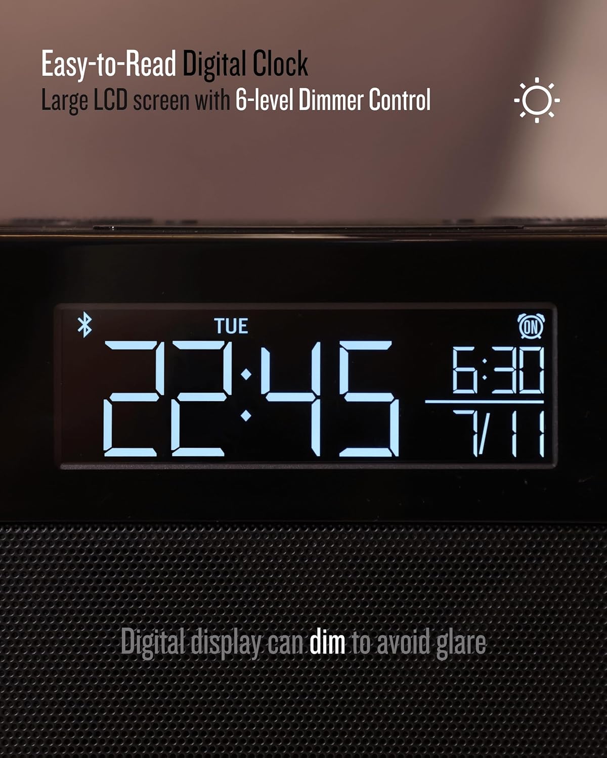 Sound Rise II, SFQ-16: Bedside Alarm Clock Radio & Bluetooth Speaker, with Large Display Screen, FM Radio, Fast USB Charging, and Nature Sound