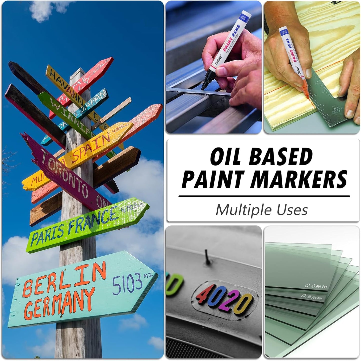 Orange Paint Markers, 3 Pack Oil-Based Waterproof Quick Dry Permanent Paint Pen Set for Rocks Painting, Wood, Fabric, Plastic, Canvas, Glass, Mugs, Metal, Tire, Stone, DIY Craft