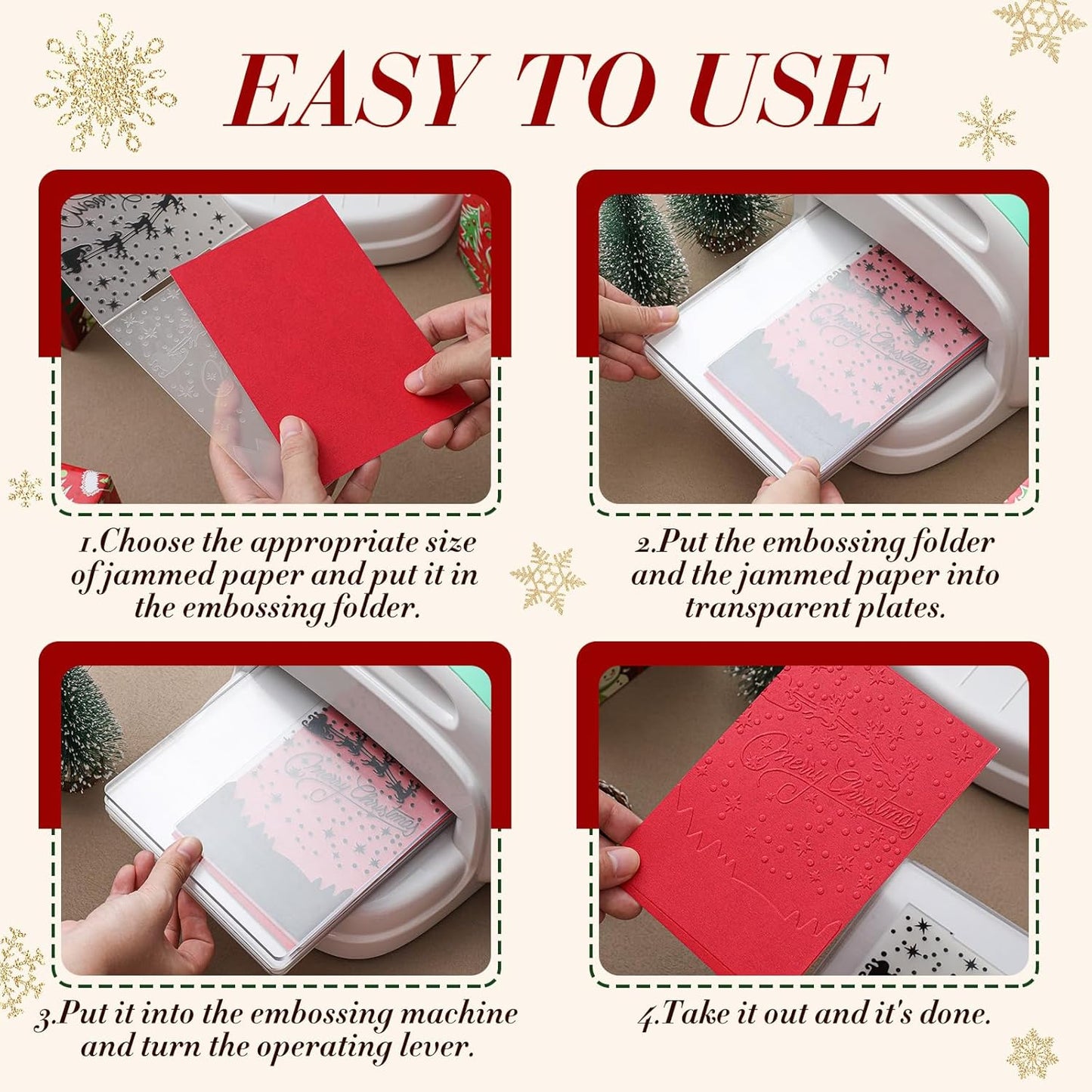 Geiserailie 8 Pieces Embossing Folders Embossing Machine Template Paper Card Heart Folders for Card Making DIY Flower Scrapbook Photo Album Craft Decoration 5.9 x 4.1 Inch(8 Pcs,Christmas Style)