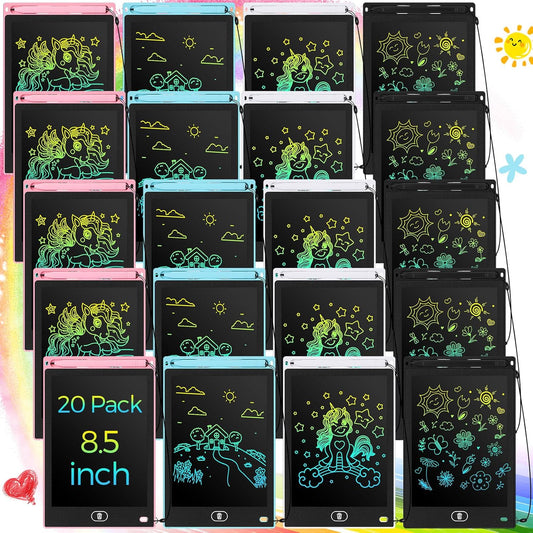 Zhehao 20 Pack LCD Writing Board for Kids, 8.5 Inches Doodle Reusable Screen Drawing Pad Erasable Painting Pads Educational Toy for 3-8 Years(Cute Color)