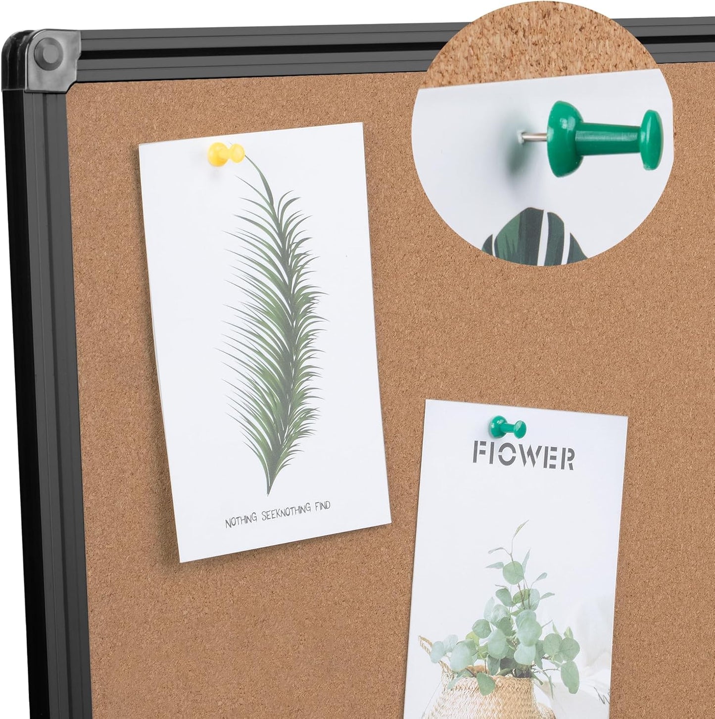 Board2by Extra Large Cork Bulletin Board 60" X 48", Foldable Notice Pin Board for Wall, Black Aluminum Framed 5'x4' Corkboard, Wall Mounted Noticeboard with 36 Push Pins for School, Home & Office