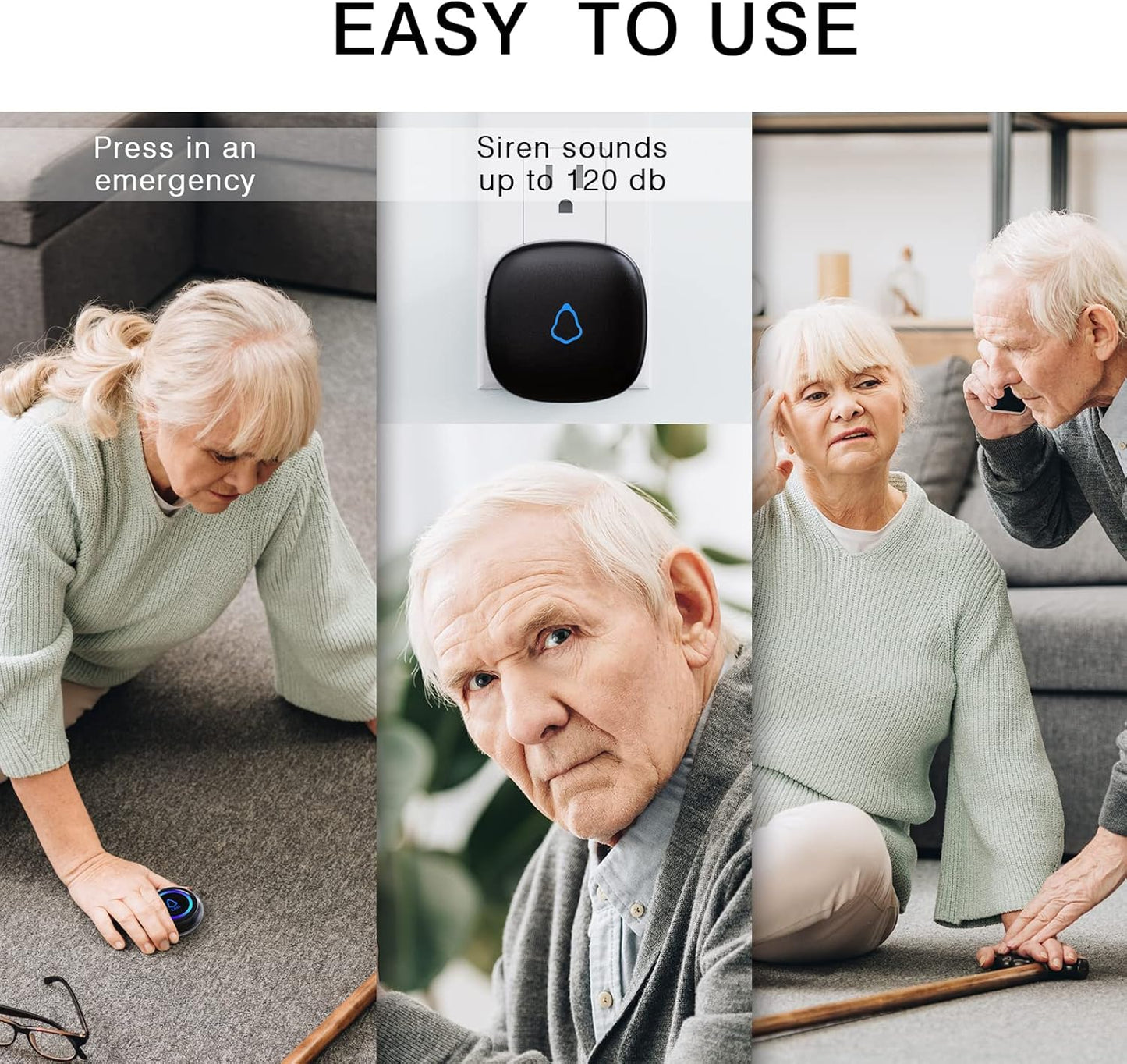 Caregiver Pager, Wireless Call Button for Seniors/Elderly at Home, 1 SOS Button + 1 Receiver Medical Life Alert System, Emergency Panic Call Bell, Help Alarm for Nurse Calling & Patient Assistance