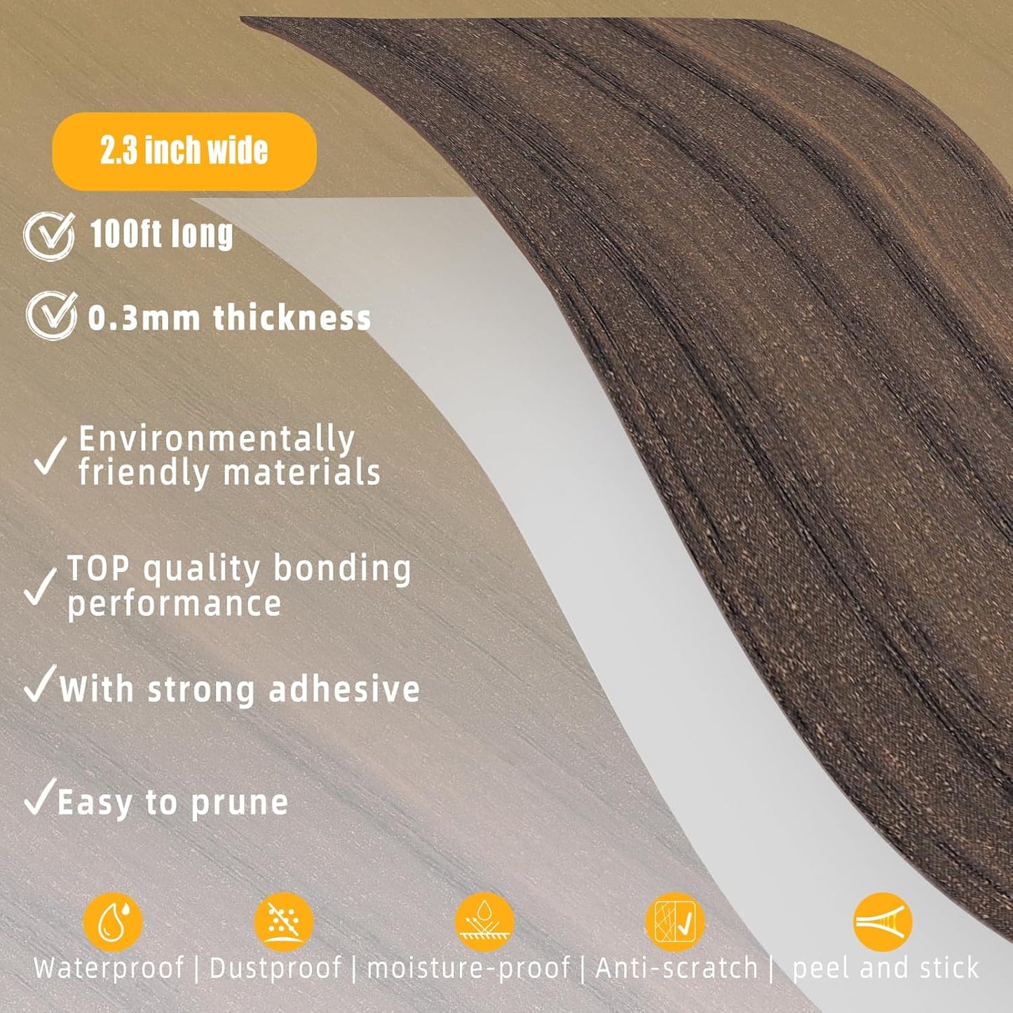 GSCIT Club Wood Grain Repair Tape, 2.3 inch X 100ft Self Adhesive Walnut Grain Repair Patch for Tables, Chairs, Baseboards, Doors, Windows, Floors, Handicraft DIY.