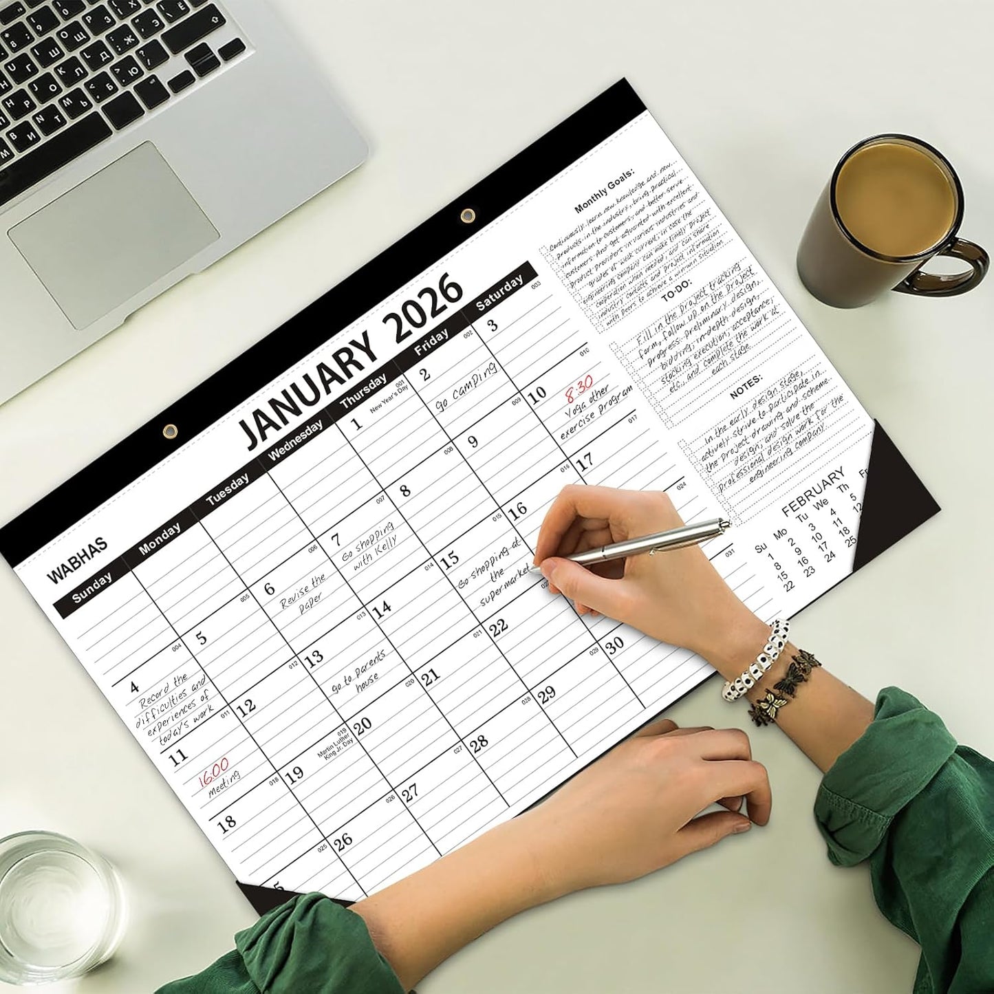 Desk Calendar 2026,2026 Desk Calendar-January 2026 to June 2027,18 Months-12x17 in,2026 Calendar,Calendar 2026 Perfect for Your Home,School or Office.